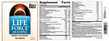 Etiqueta de Life Force, claridad sobre vitaminas y minerales esenciales.