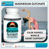 Source Naturals magnesio glicinato: porción de tabletas lista para tomar