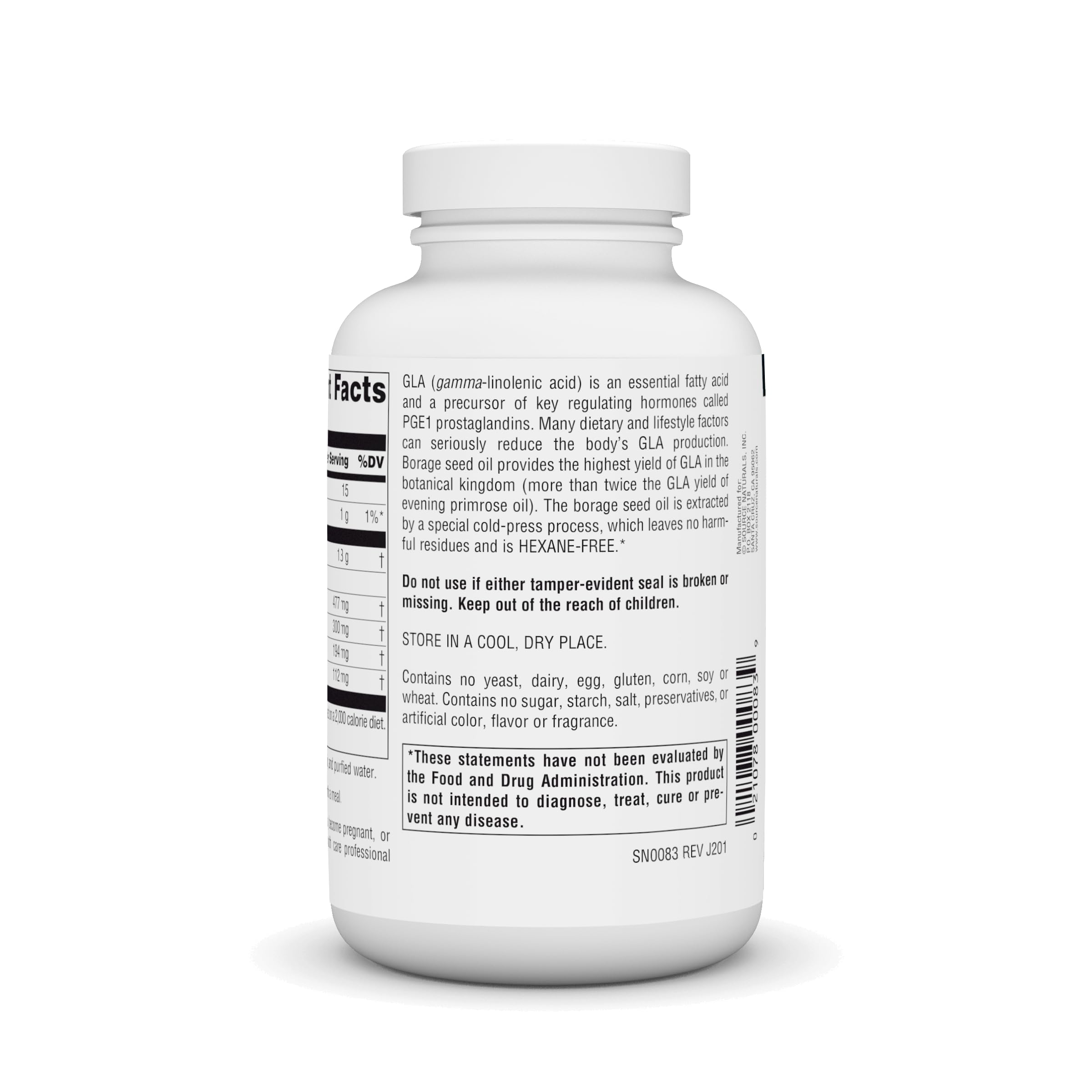 Source Naturals Mega-GLA etiqueta frontal clara y legible