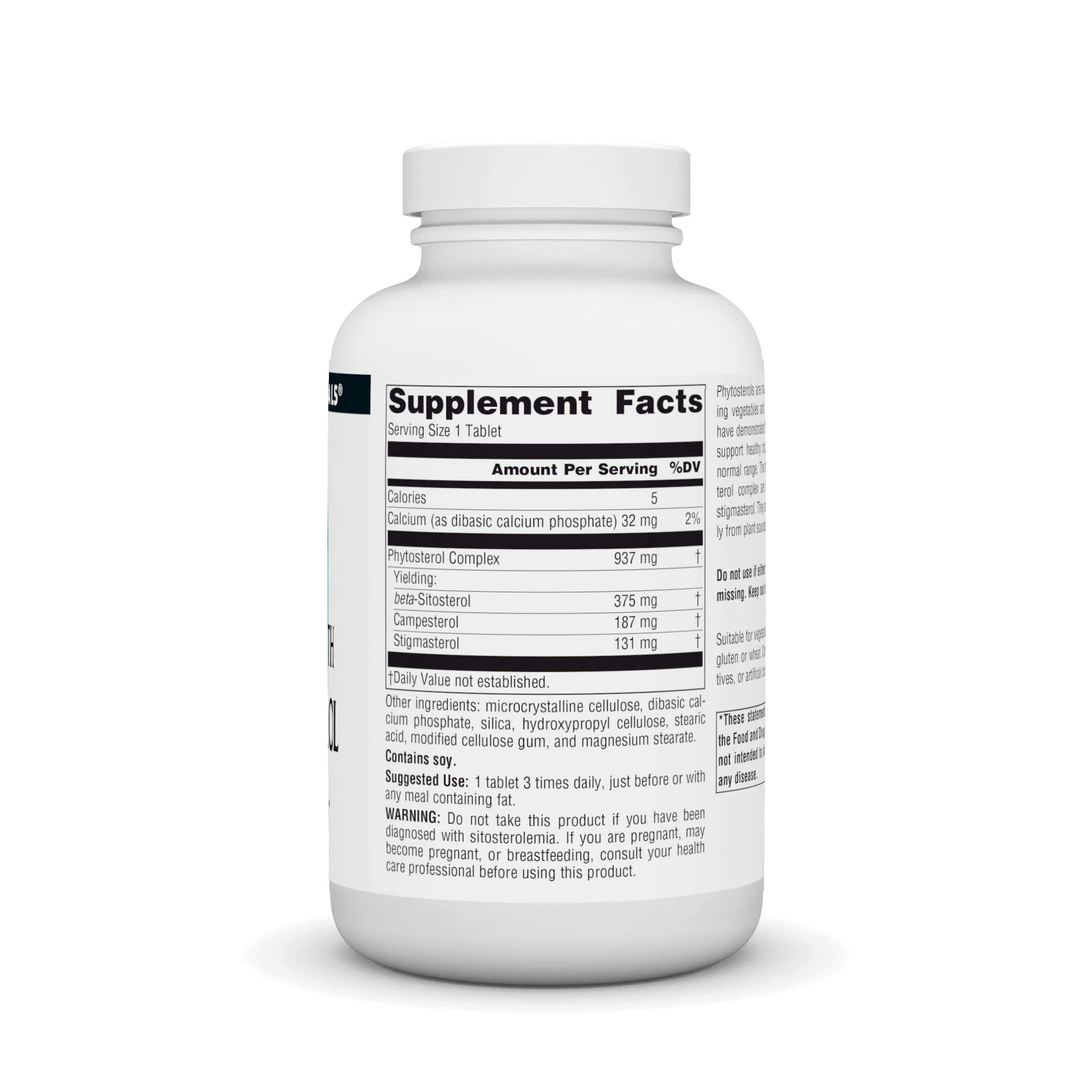Envase de Source Naturals Mega Strength Beta Sitosterol, práctico para uso diario.