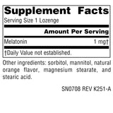 Lingotes naranja de Source Naturals melatonina 1 mg se disuelven en la boca.