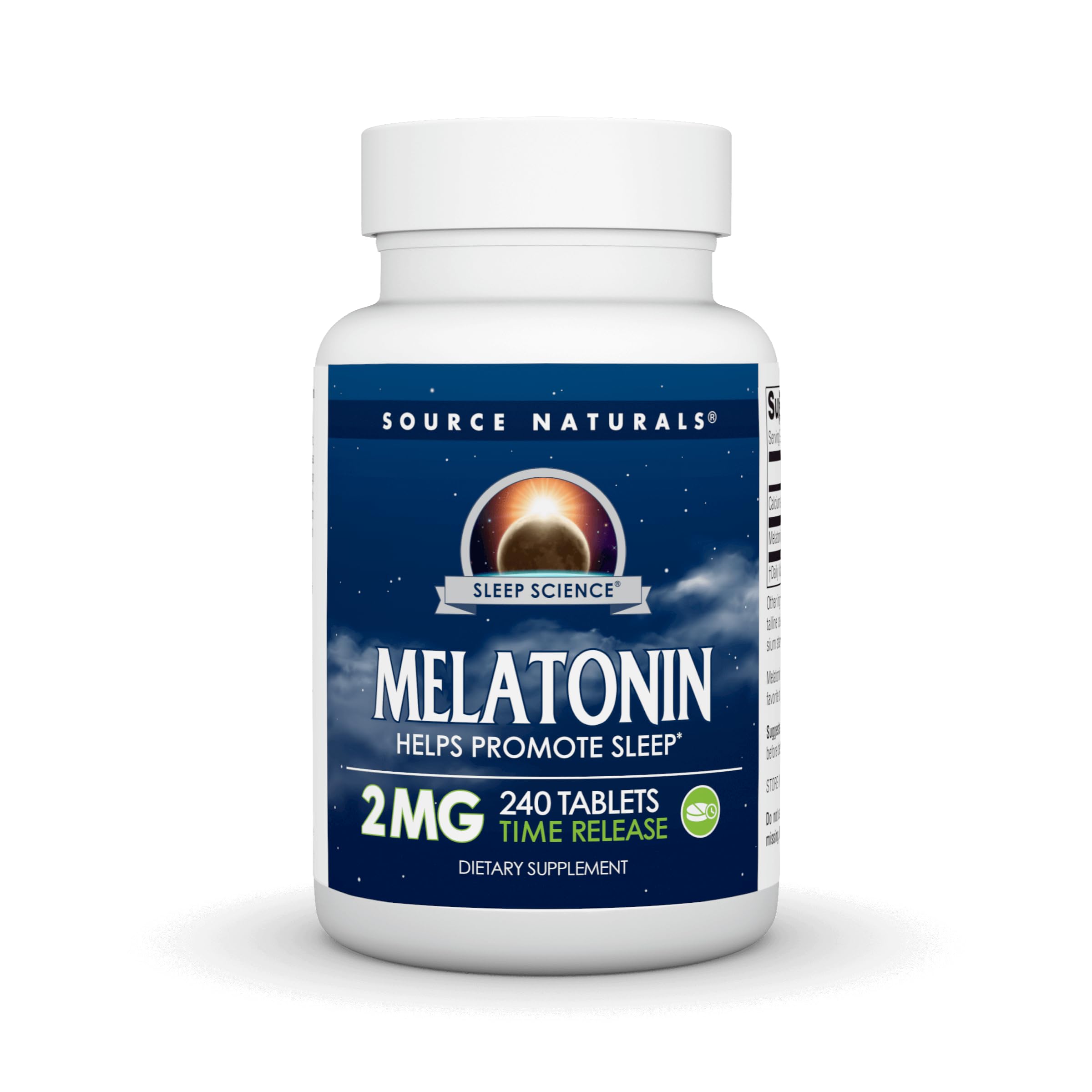 Source Naturals Melatonina vista frontal del envase para apoyar un sueño reparador