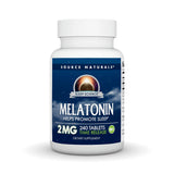 Source Naturals Melatonina vista frontal del envase para apoyar un sueño reparador