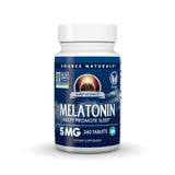 Source Naturals Melatonina 5 mg, botella con 240 tabletas, para apoyar el sueño.