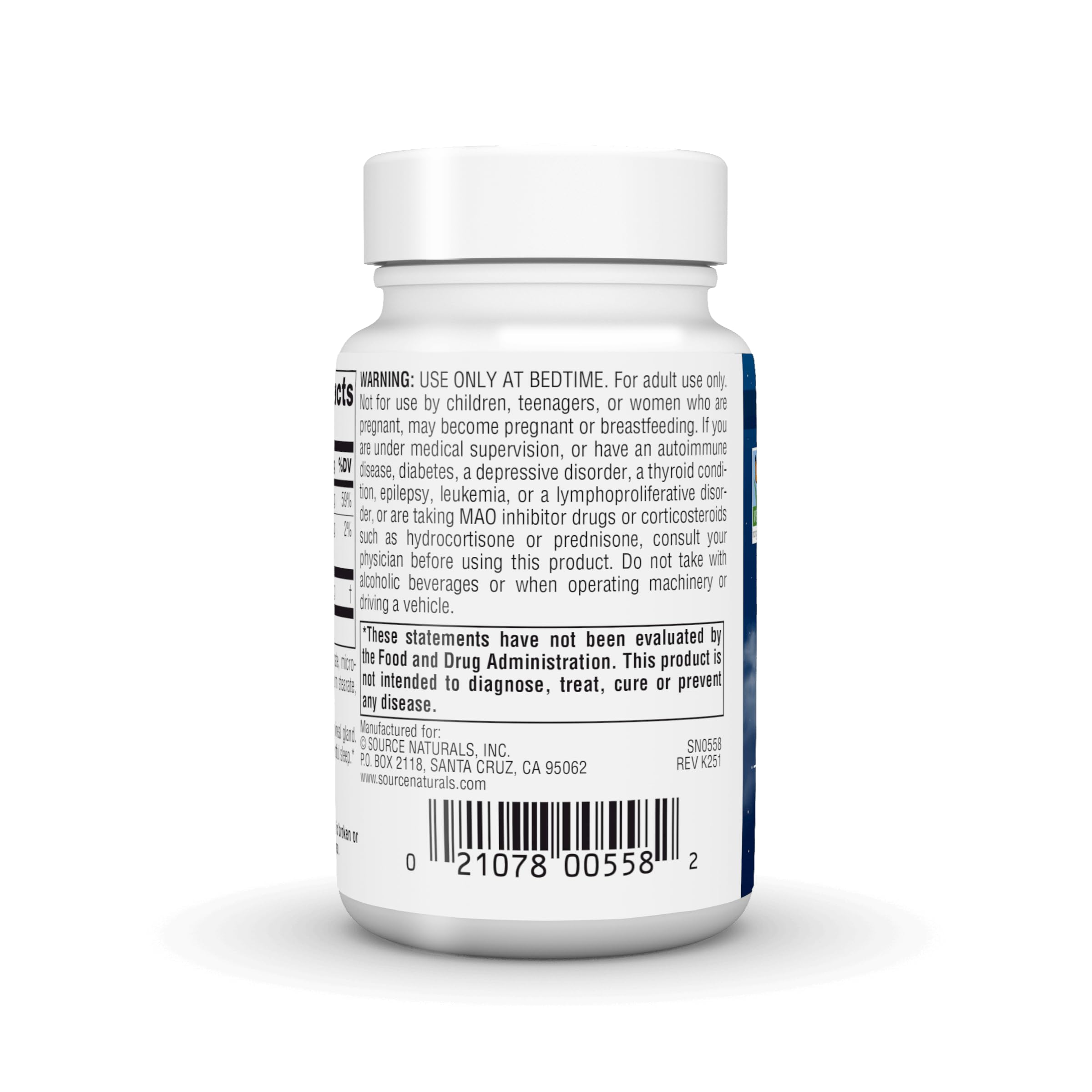 Caja de Source Naturals Melatonina, 240 tabletas, enfoque en el descanso.