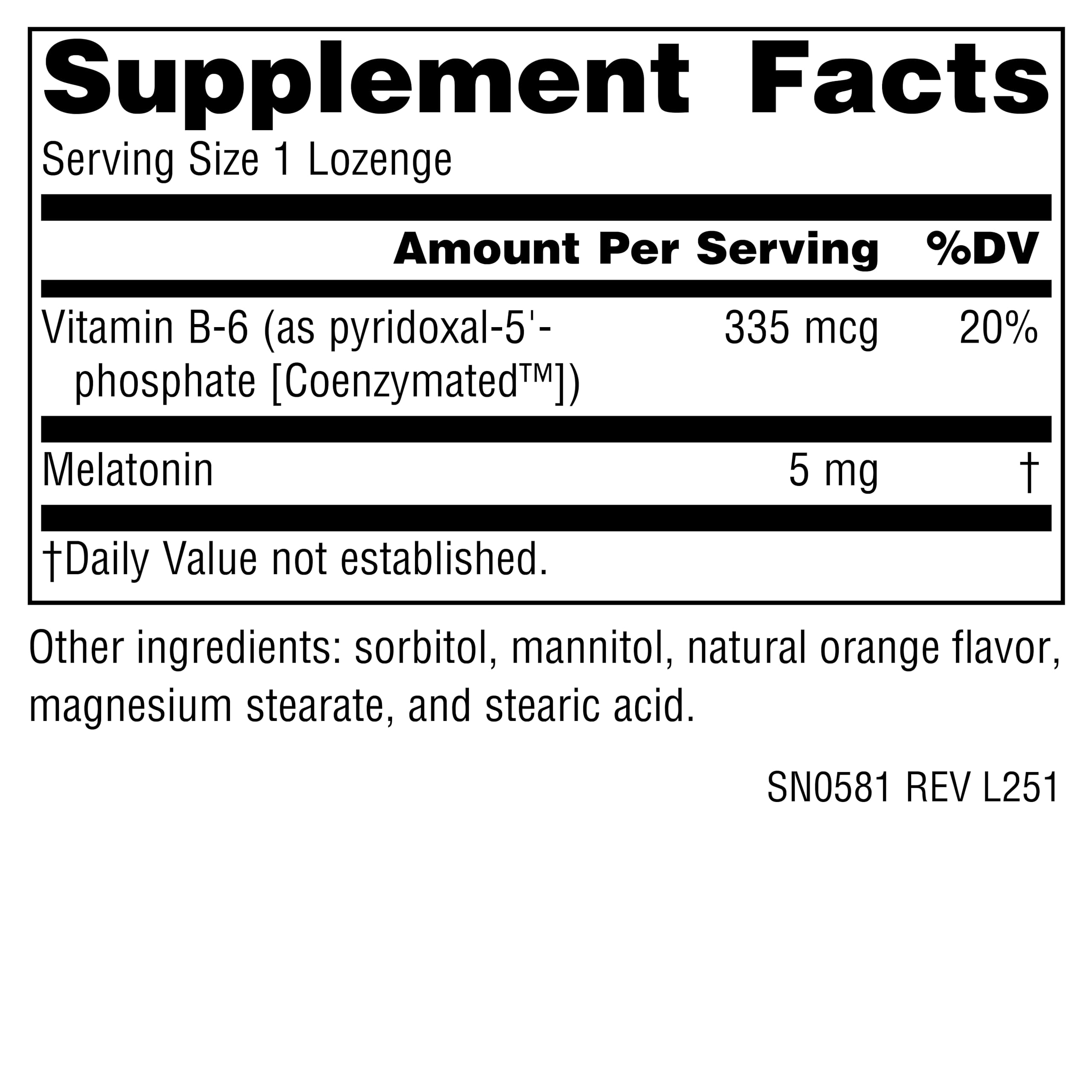 Pastilla naranja Source Naturals Melatonina 5 mg se disuelve en la boca