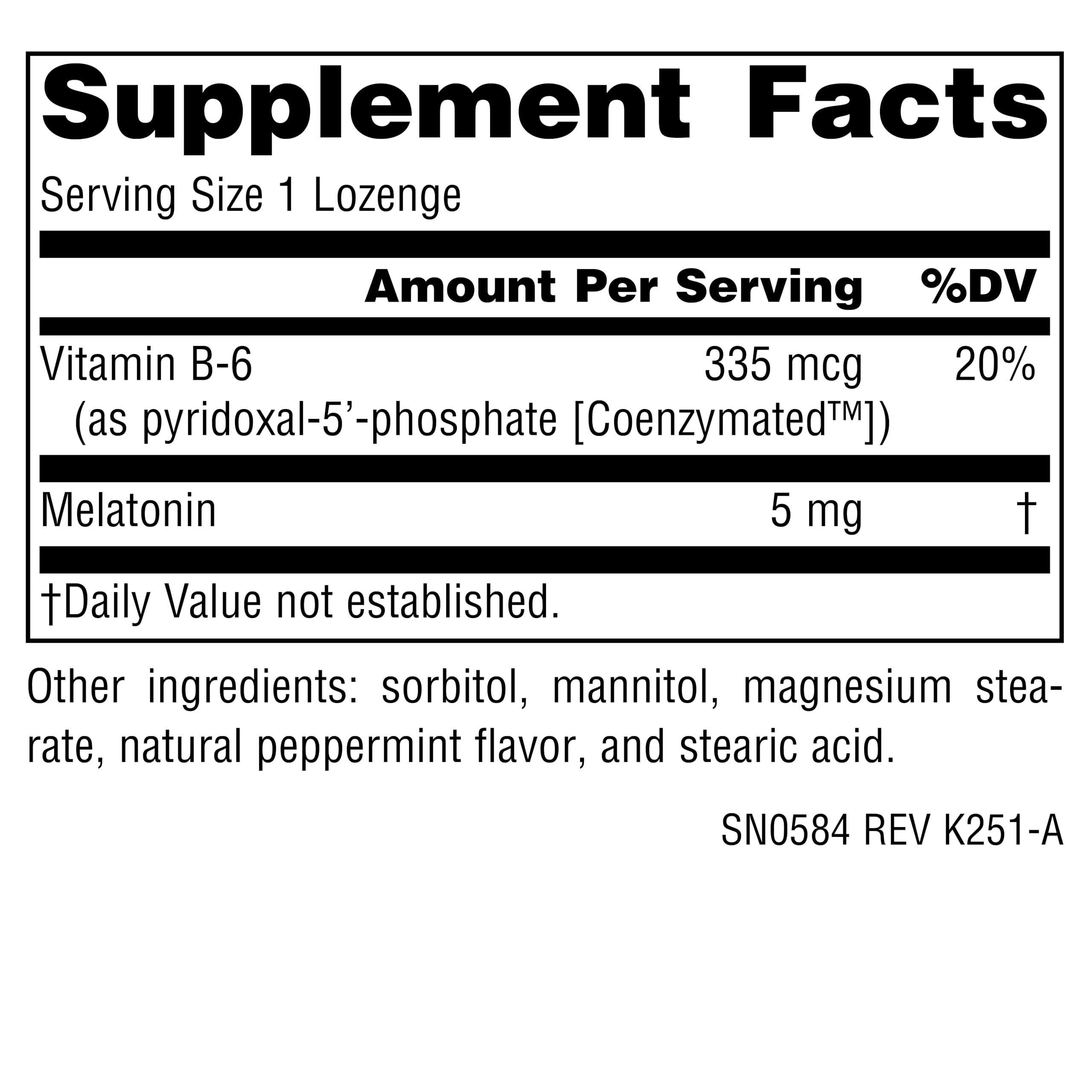 Source Naturals Melatonina pastilla de menta lista para disolver en la boca.