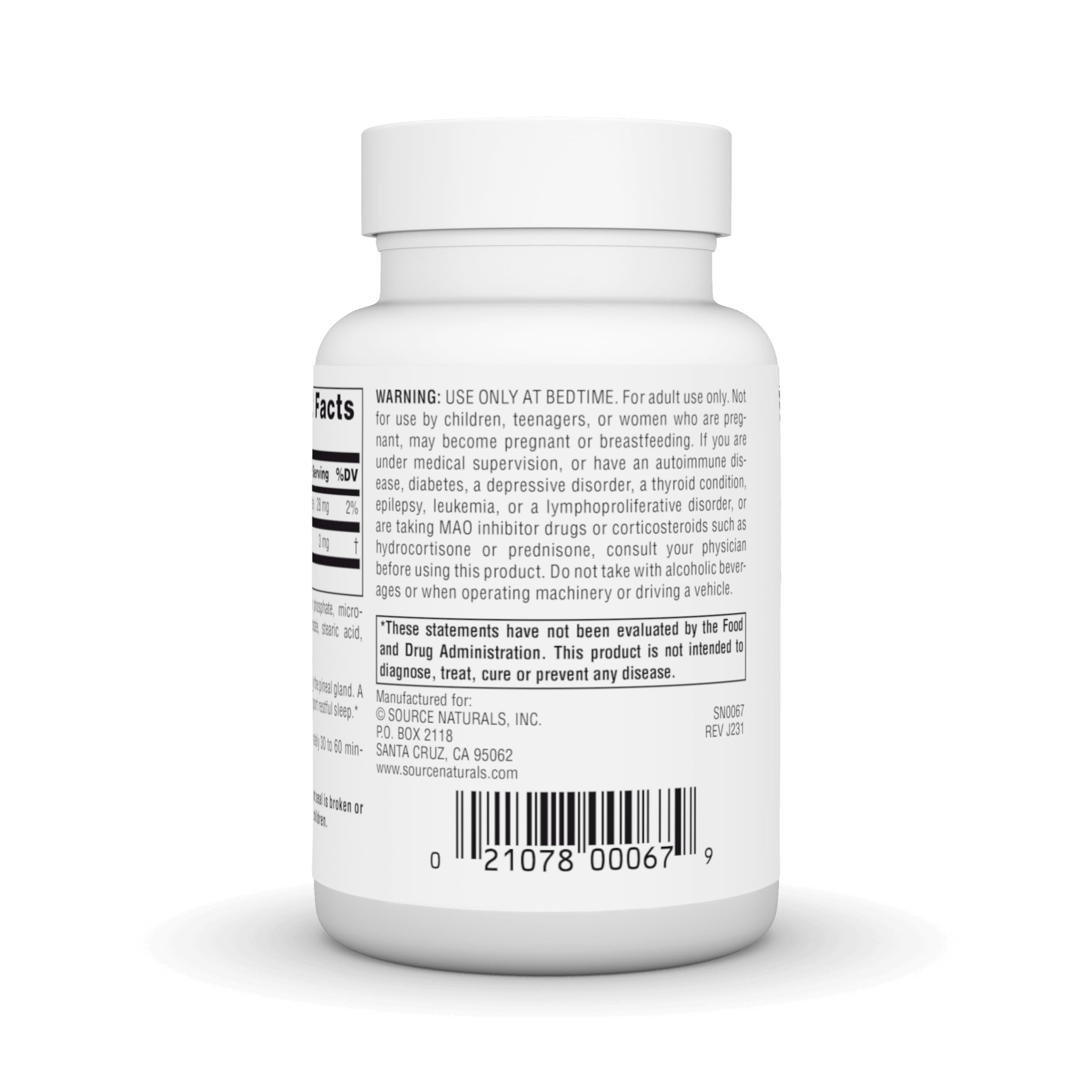 Envase de Source Naturals Melatonina con 240 tabletas para varias semanas.