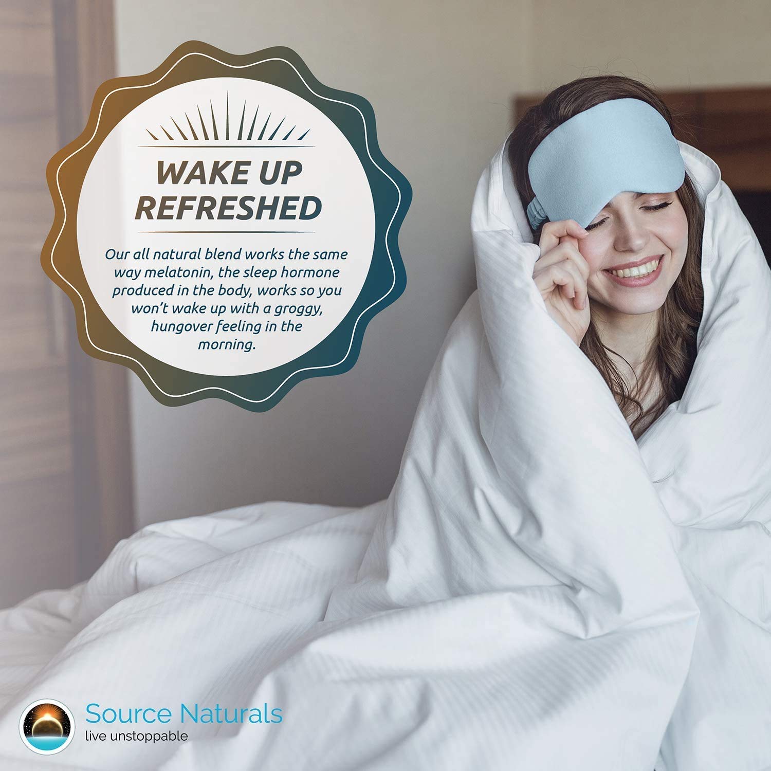 Source Naturals Melatonina, envase de 240 unidades sin gluten.