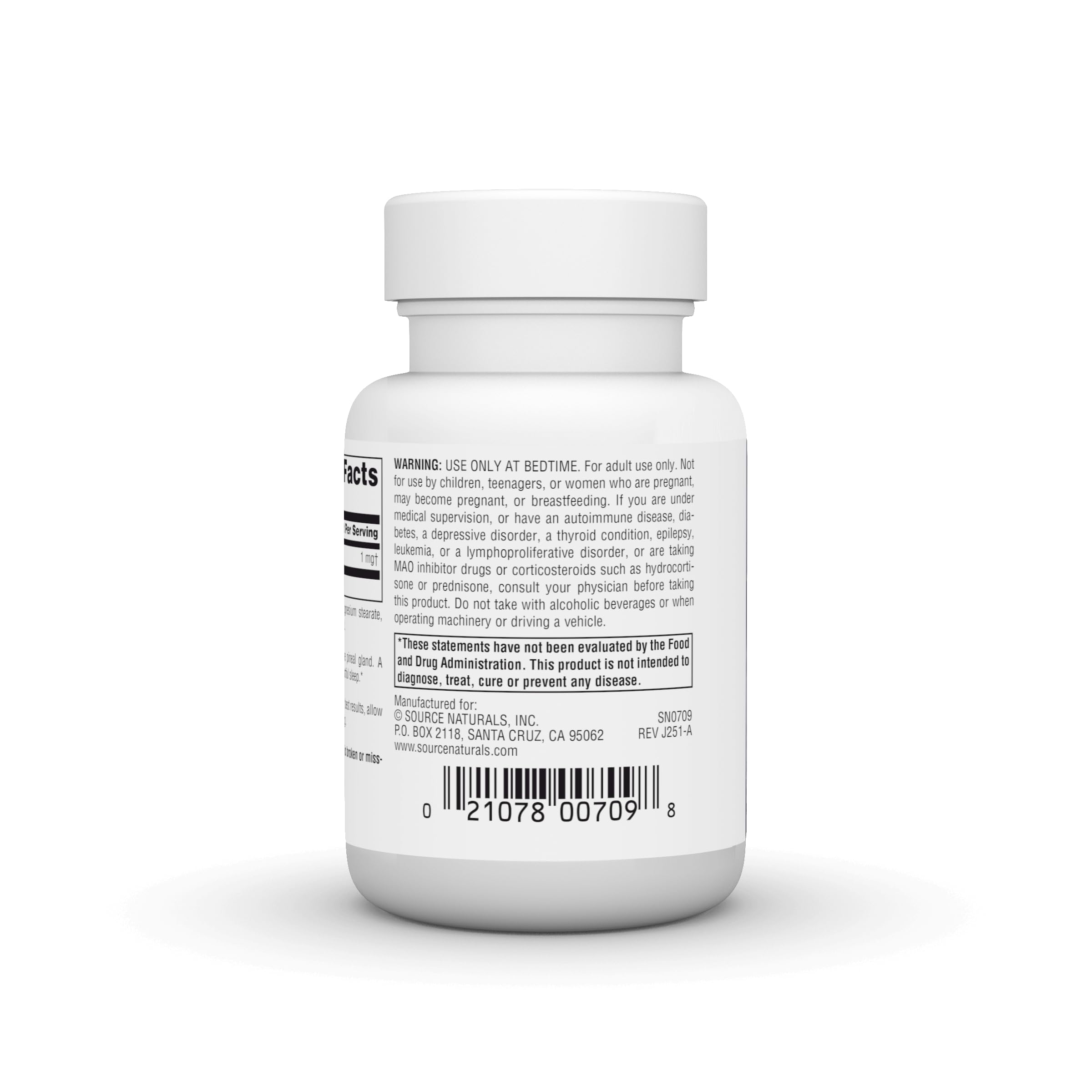 Envase frente Source Naturals Melatonina, control de calidad