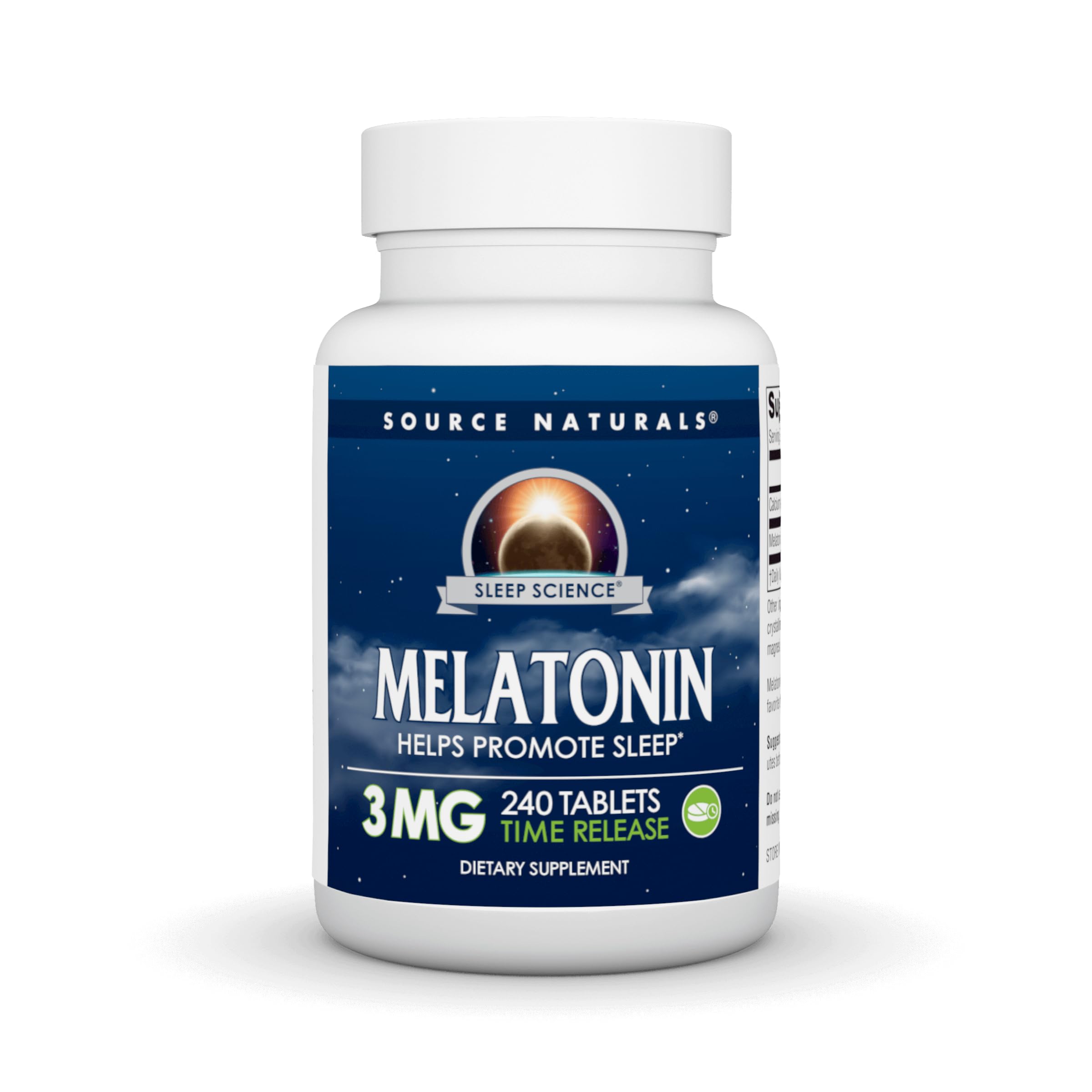 Source Naturals Melatonina de liberación sostenida 3 mg, ideal para dormir por la noche.