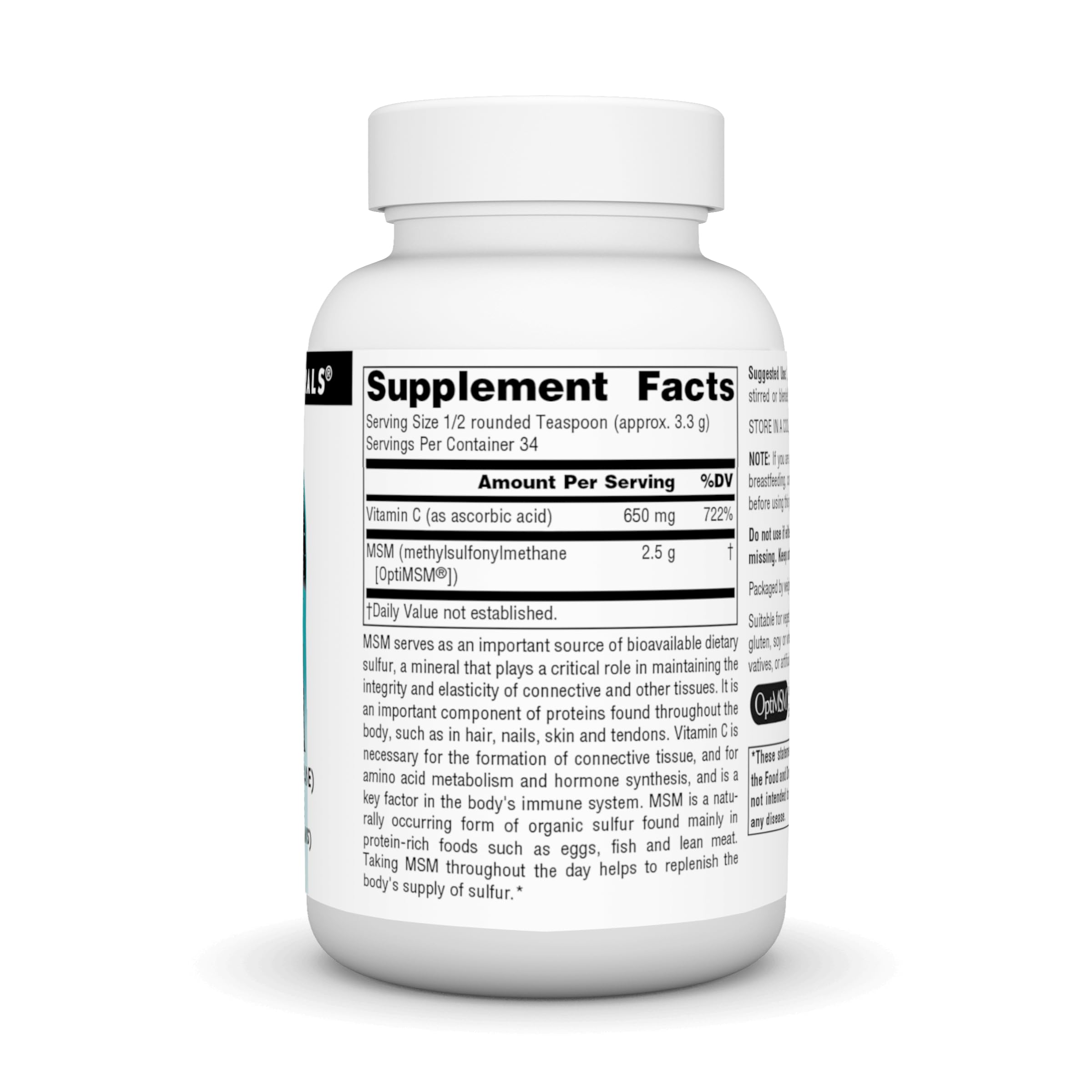 Source Naturals MSM con Vitamina C, dispensador medidor, porción diaria conveniente