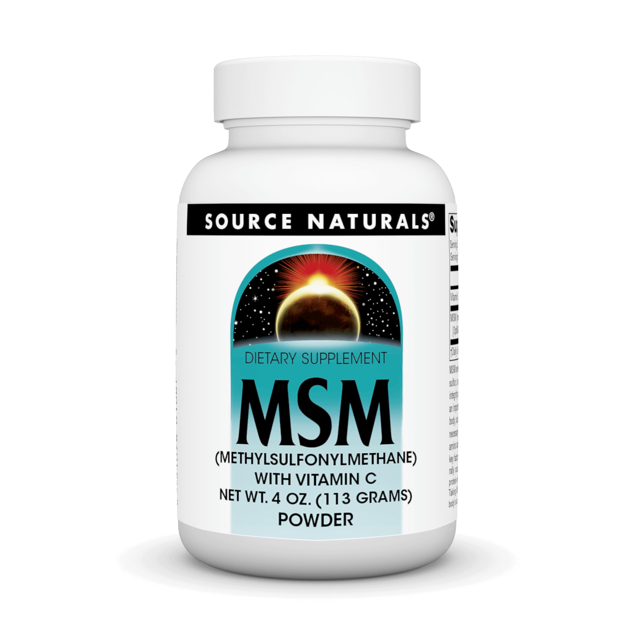 Source Naturals MSM con Vitamina C, polvo en bote, disuelve fácilmente en agua