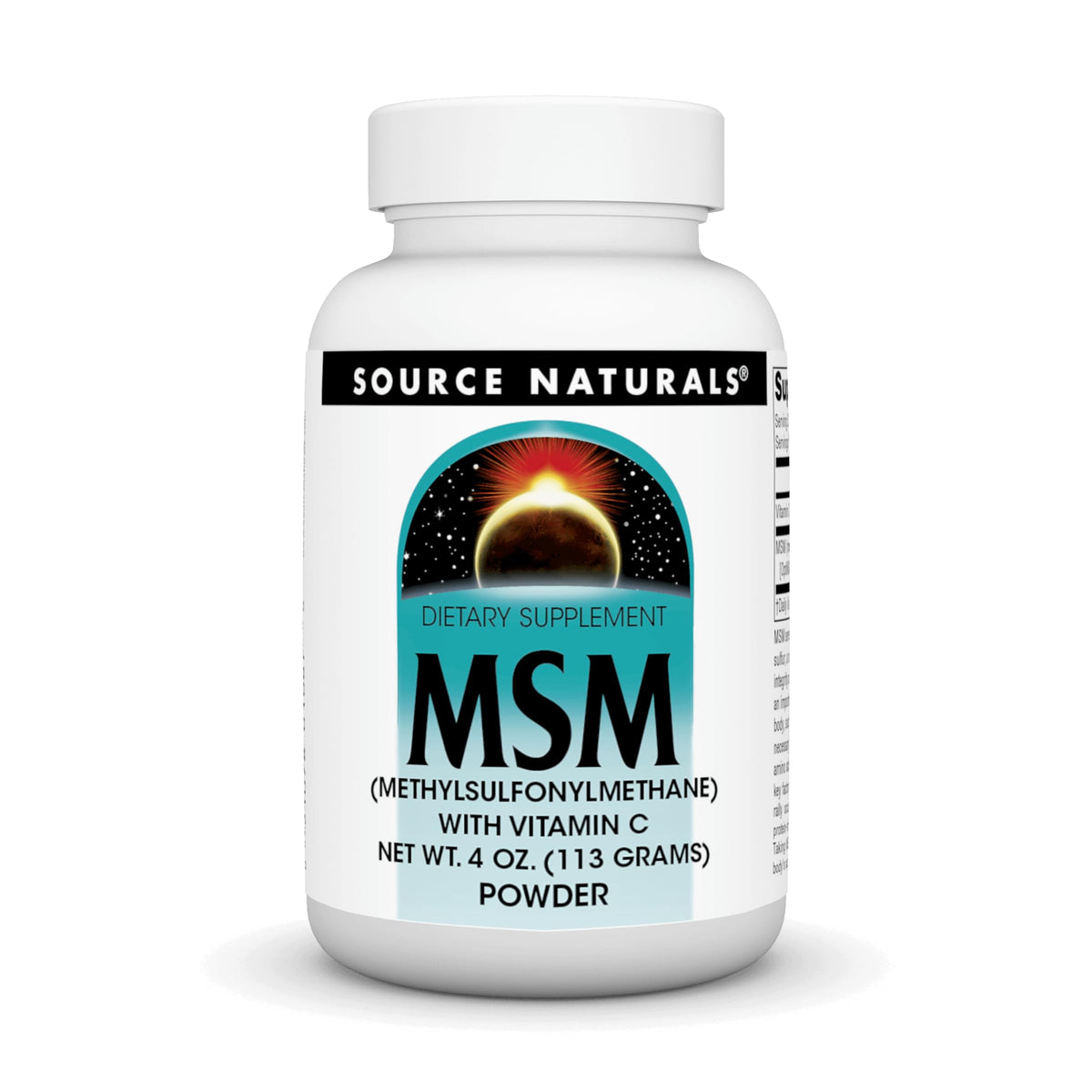 Source Naturals MSM con Vitamina C, polvo en bote, disuelve fácilmente en agua