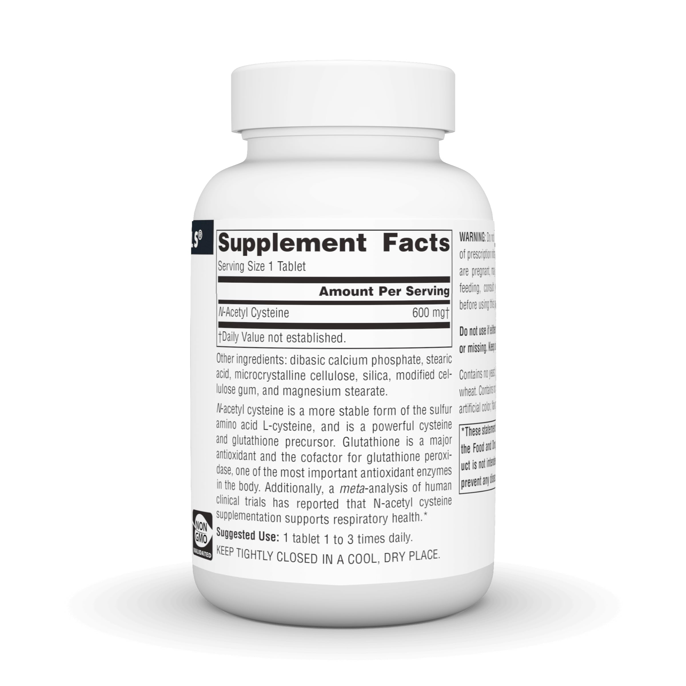 Source Naturals N-acetilcisteÃ­na etiqueta clara para consulta rÃ¡pida