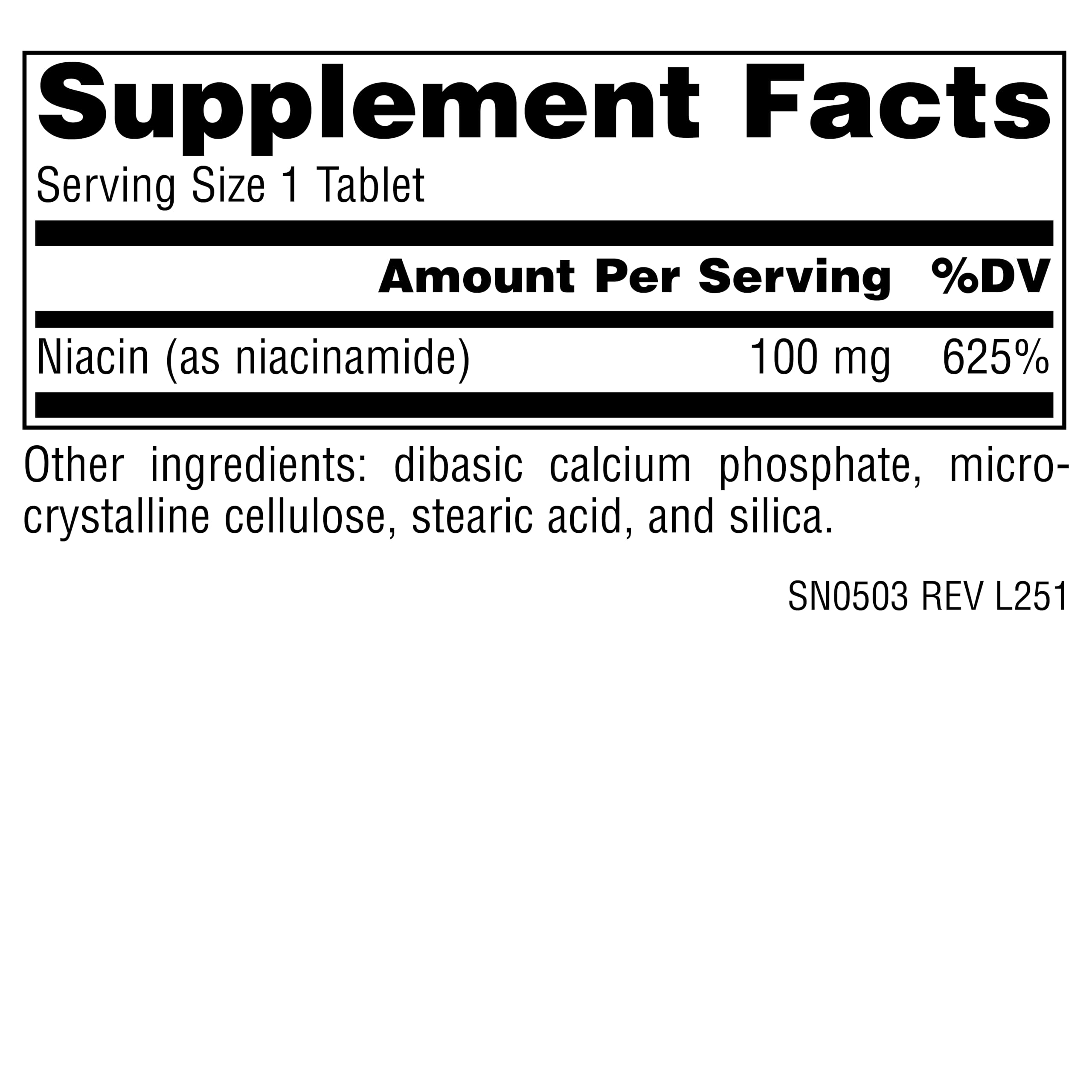 Source Naturals Niacinamida B-3, etiqueta del producto, información clara para la compra.