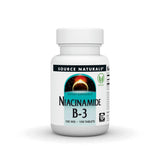 Source Naturals Niacinamida B-3, frente del envase, uso diario recomendado para bienestar general.