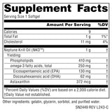 Source Naturals NKO Neptune Krill Oil, etiqueta que resalta omega-3 y fosfolípidos.