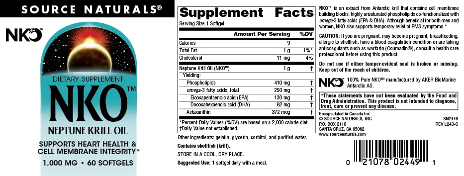 Source Naturals NKO Neptune Krill Oil, fabricación en Estados Unidos.