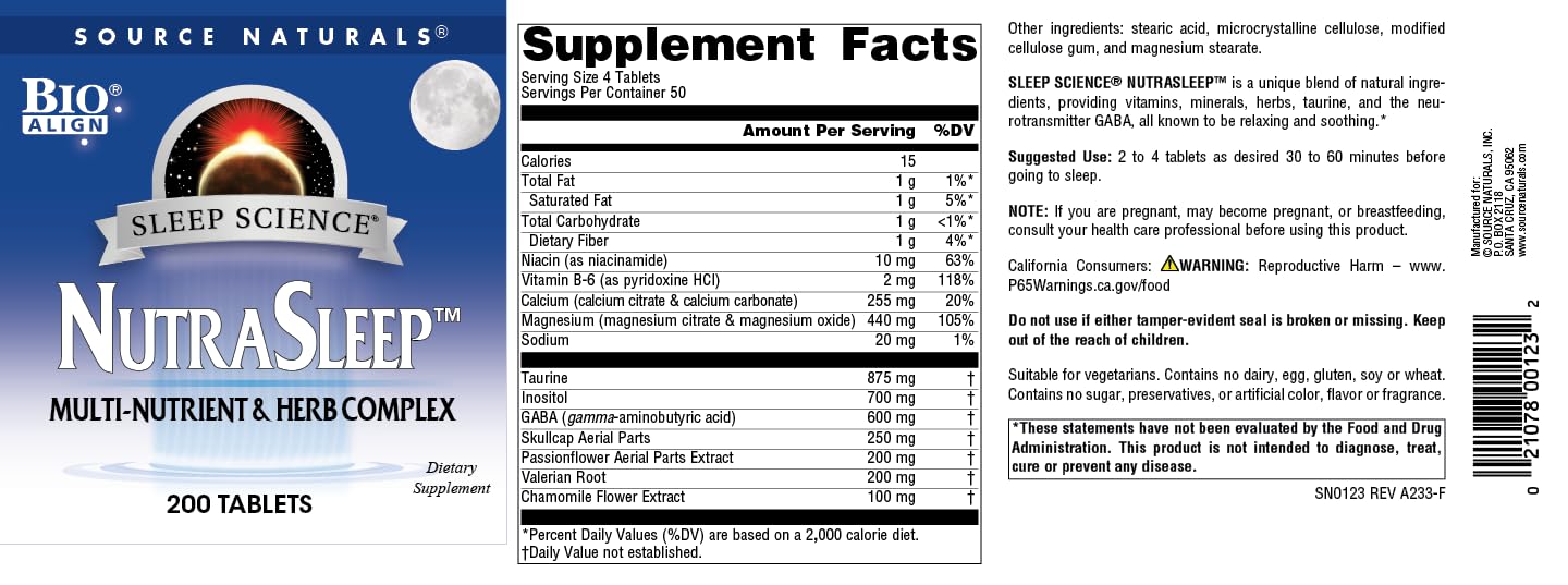 Caja de Source Naturals NutraSleep destaca fórmula sin melatonina.