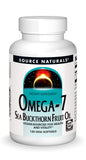 Source Naturals Omega-7 espino amarillo cápsula blanda en botella, fácil consumo diario.