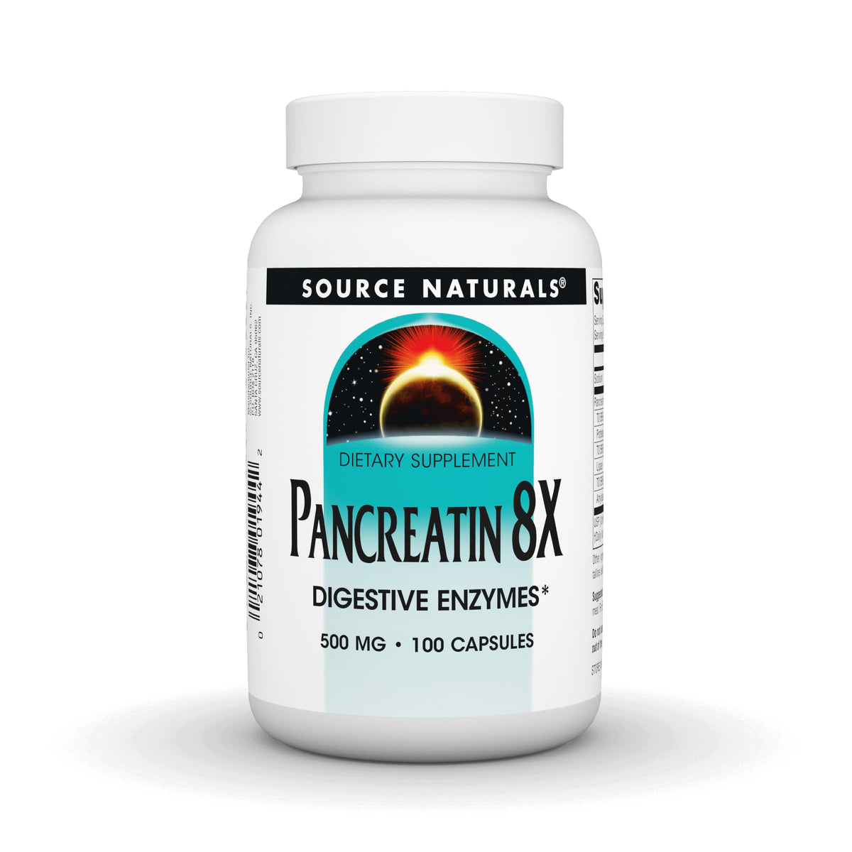 Source Naturals Pancreatin 8X – cápsulas para apoyar la digestión diaria.