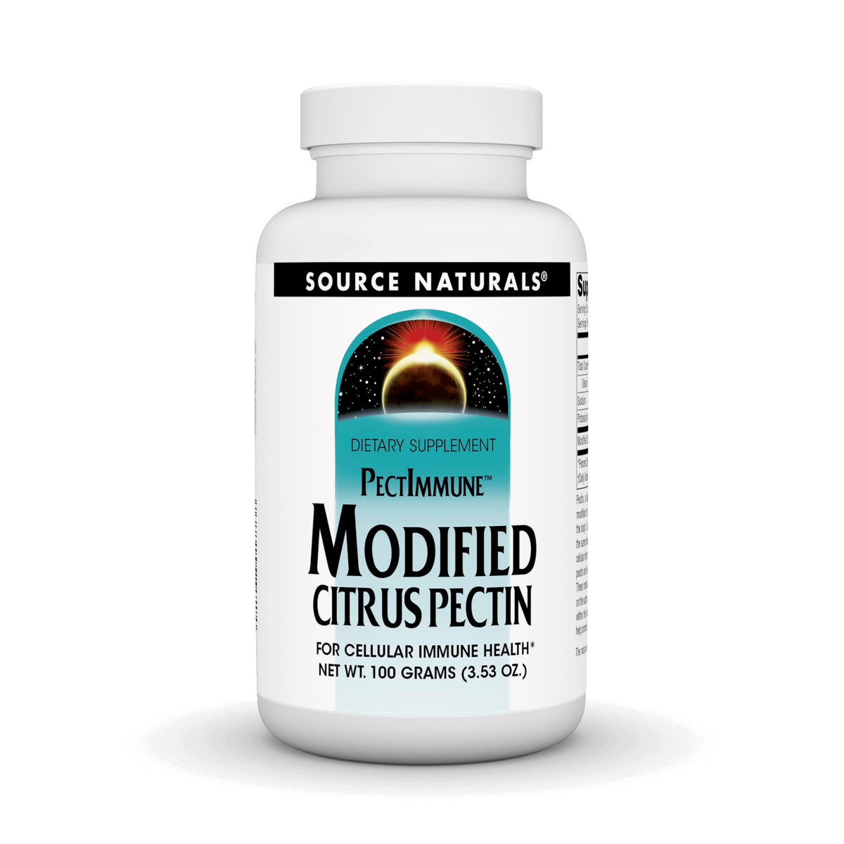 Source Naturals Pectina Cítrica Modificada en polvo, lista para mezclar para apoyar la salud diaria.