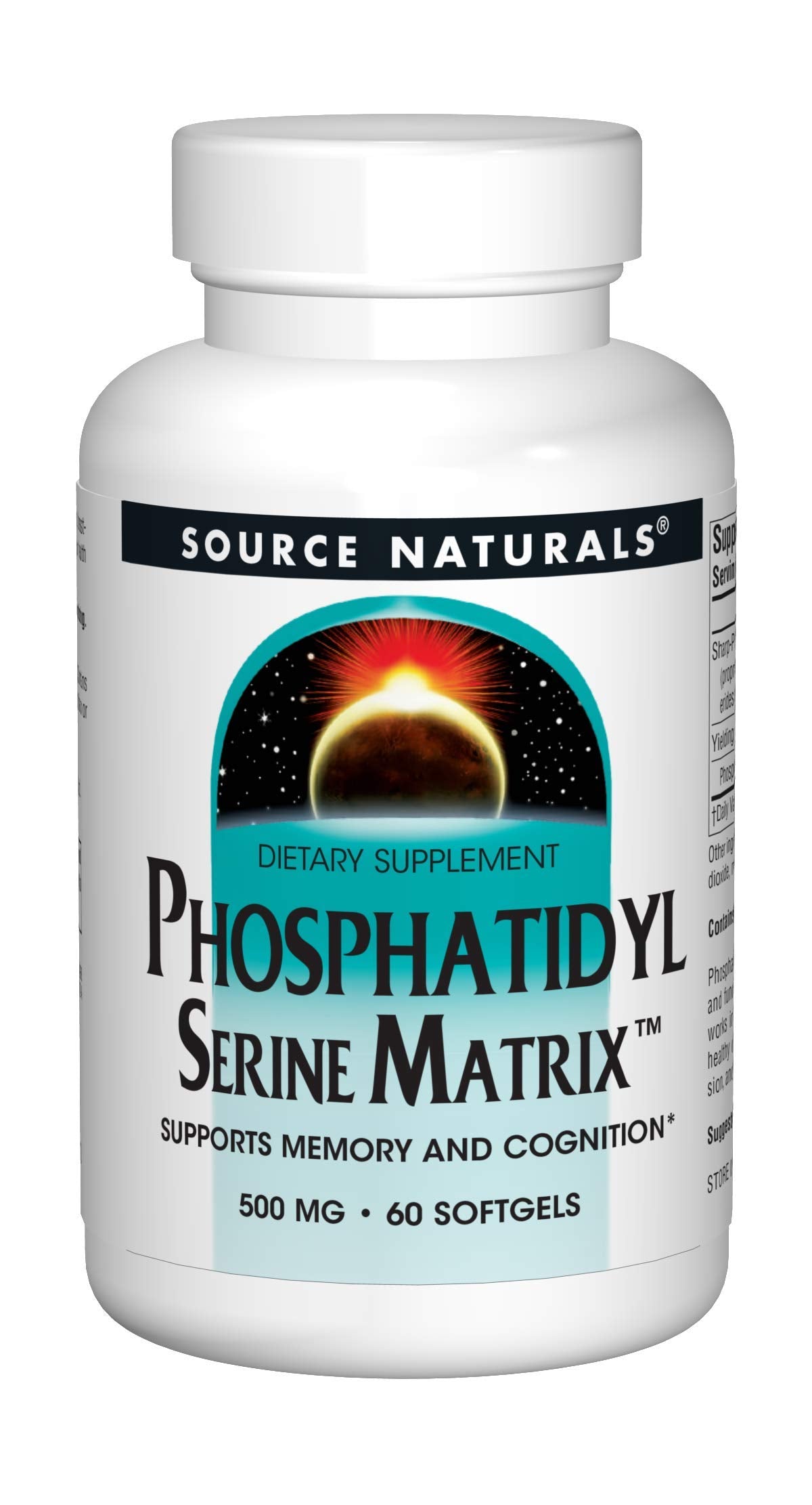 Botella de Source Naturals Phosphatidyl Serine Matrix sobre la mesa