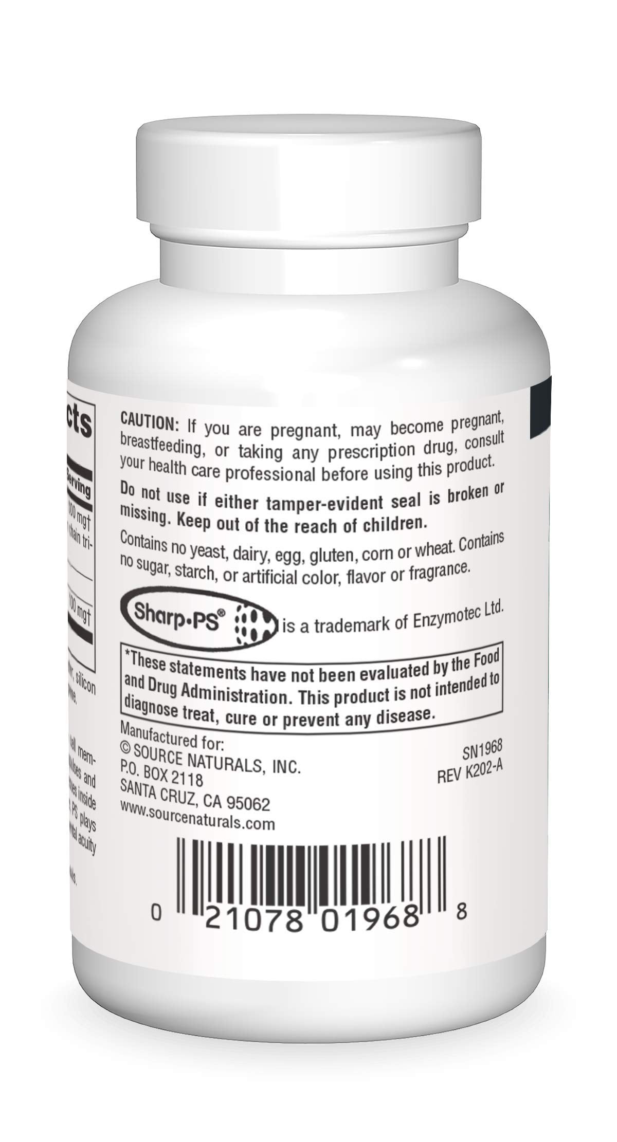 Etiqueta frontal de Source Naturals Phosphatidyl Serine Matrix