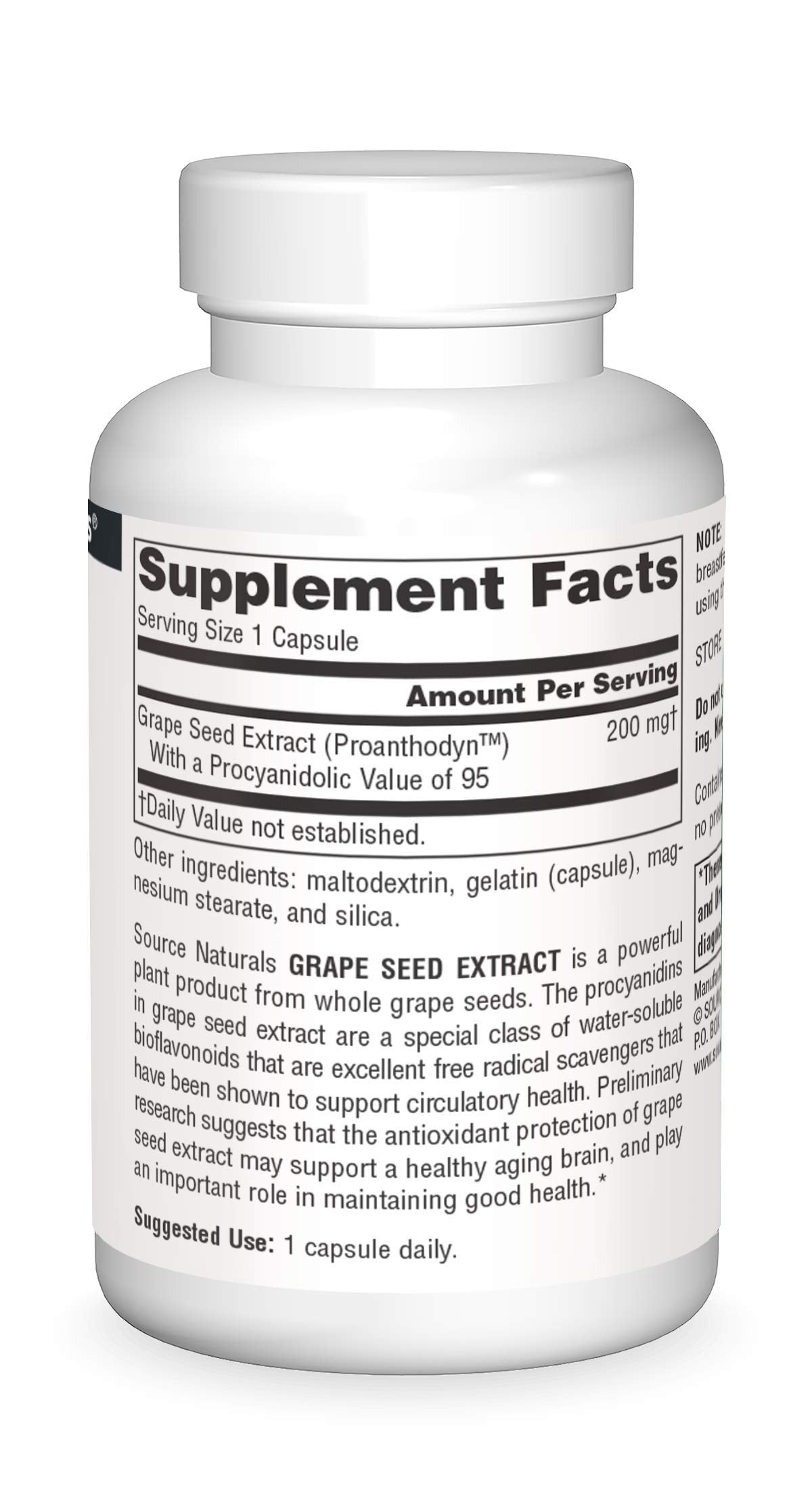 Source Naturals Proanthodyn: cápsulas de 200 mg, fáciles de tragar.