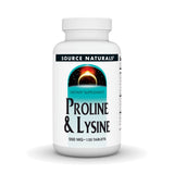 Source Naturals Proline & Lysine, botes 550 mg, apoyo a la formación de colágeno.
