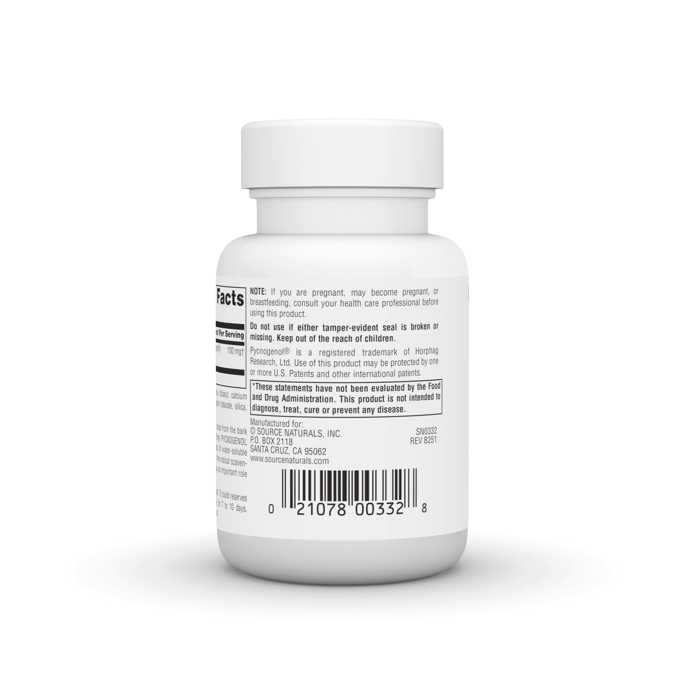 Dosis diaria sugerida para Source Naturals Pycnogenol.