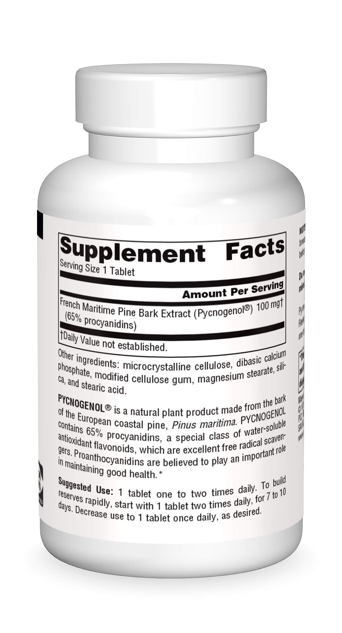 Source Naturals Pycnogenol tabletas en mano, dosis diaria para mantener resistencia
