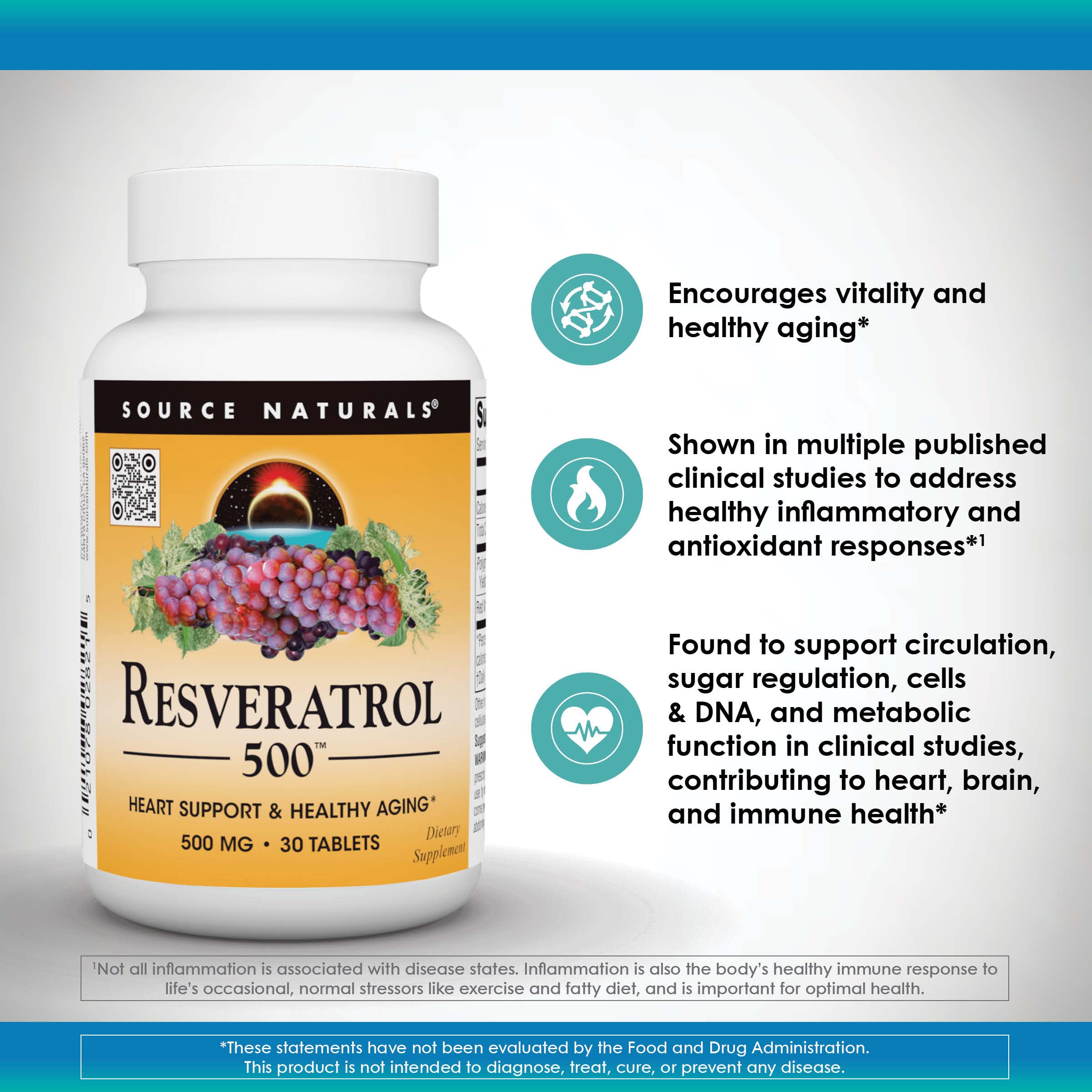 Source Naturals Resveratrol 550, etiqueta lateral con ingredientes.