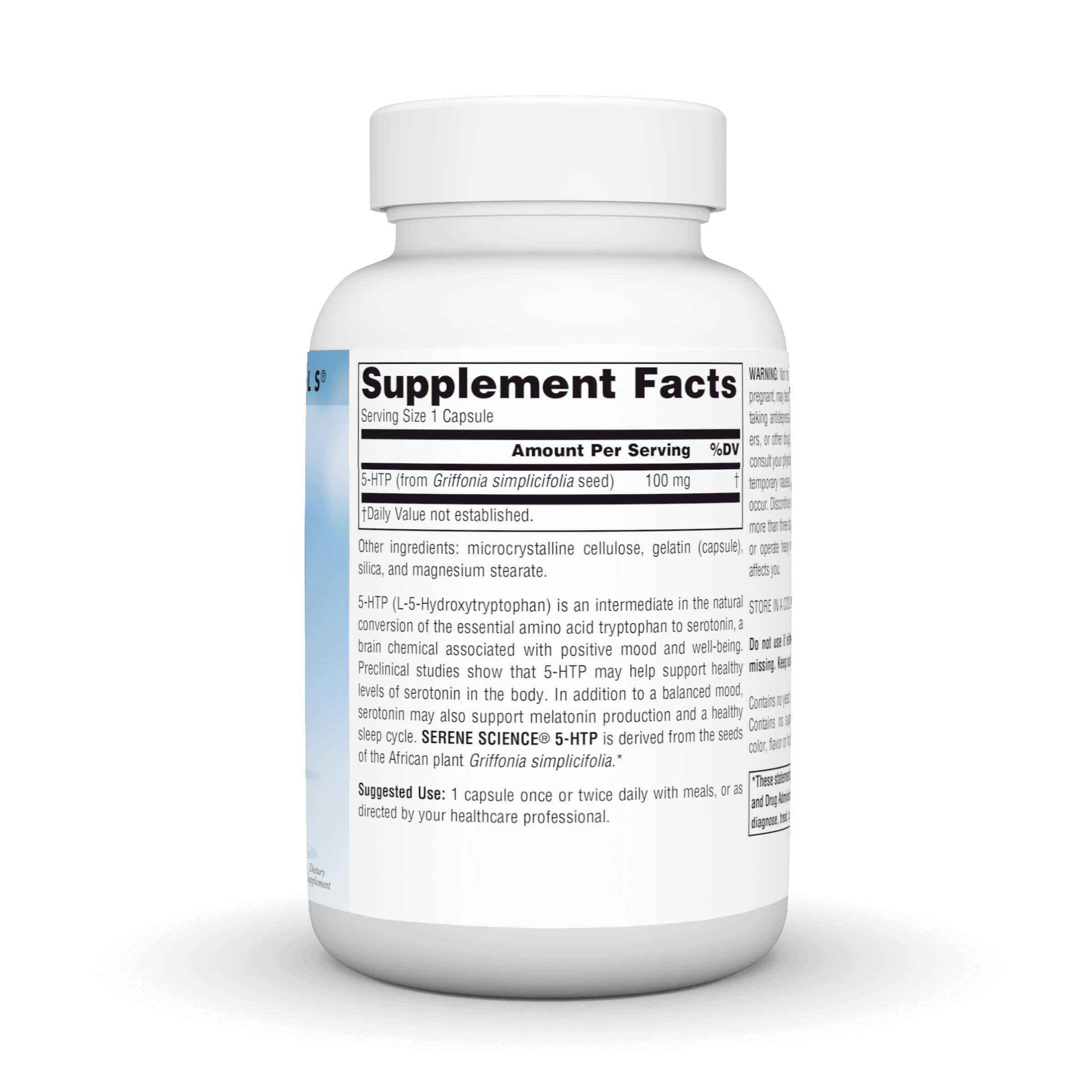 Source Naturals Serene Science 5-HTP cápsulas, formato cómodo para suplementación diaria.