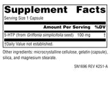 Source Naturals Serene Science 5-HTP etiqueta, información clara para uso diario.