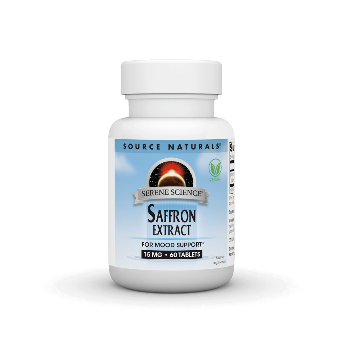 Source Naturals Serene Science azafrán en botella para apoyar un estado de ánimo equilibrado.