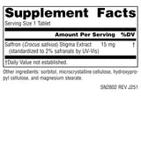 Tabletas de azafrán Source Naturals para uso diario cómodo y seguro.