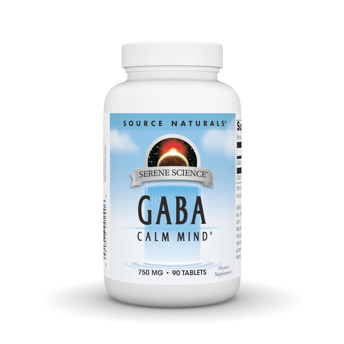 Tabletas Source Naturals Serene Science GABA de 750 mg para calma mental