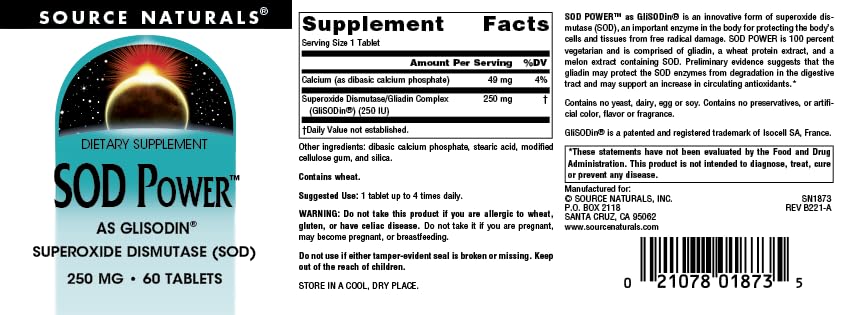 Source Naturals SOD Power dosis-diaria recomendada para conveniencia y consistencia.