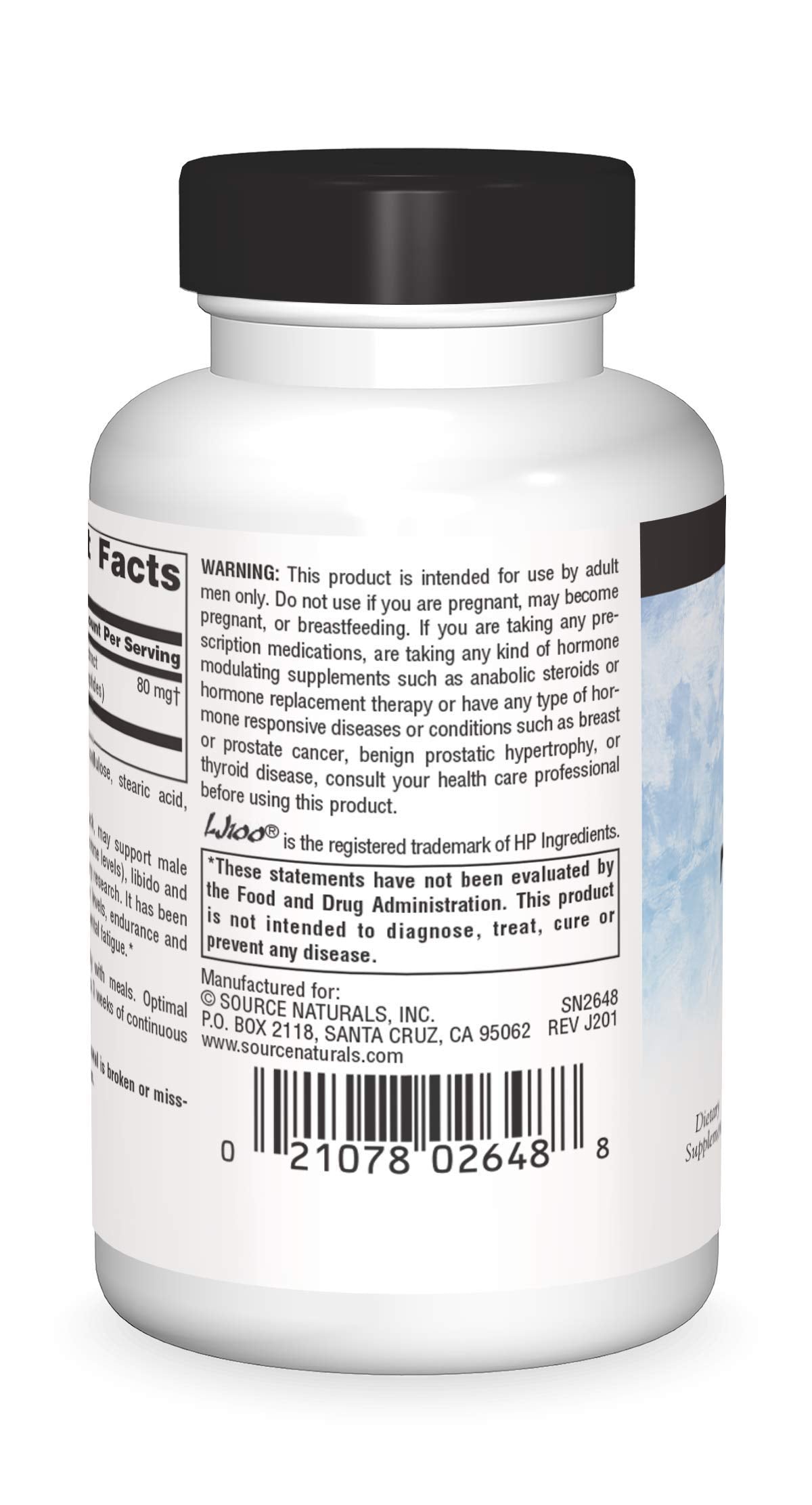 Source Naturals Tongkat Ali frasco: etiqueta clara para uso diario.