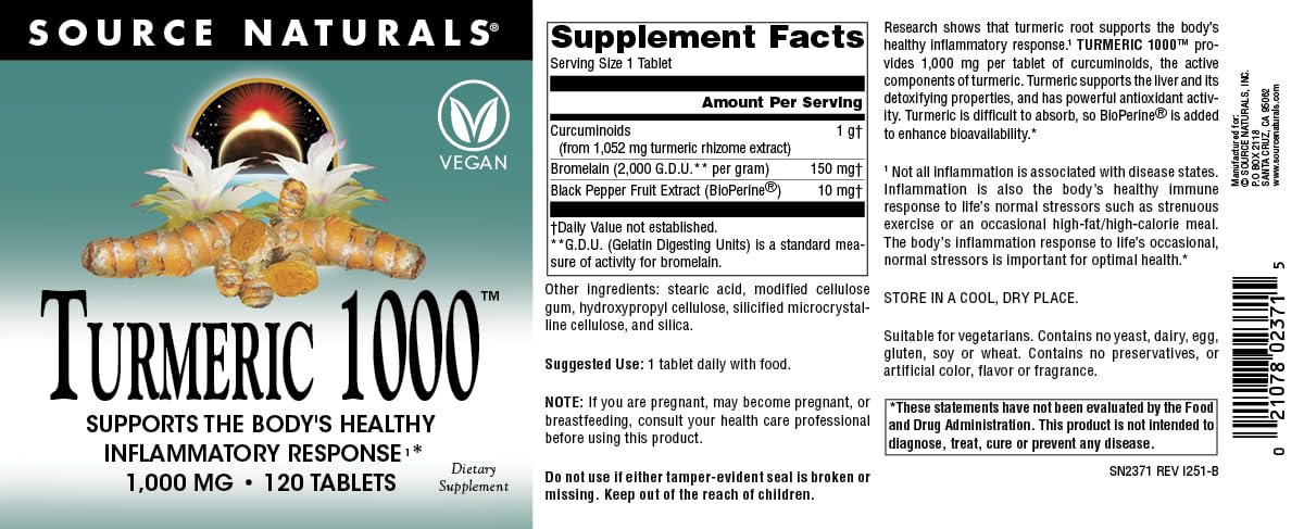 Source Naturals Turmeric 1000 producido en Estados Unidos