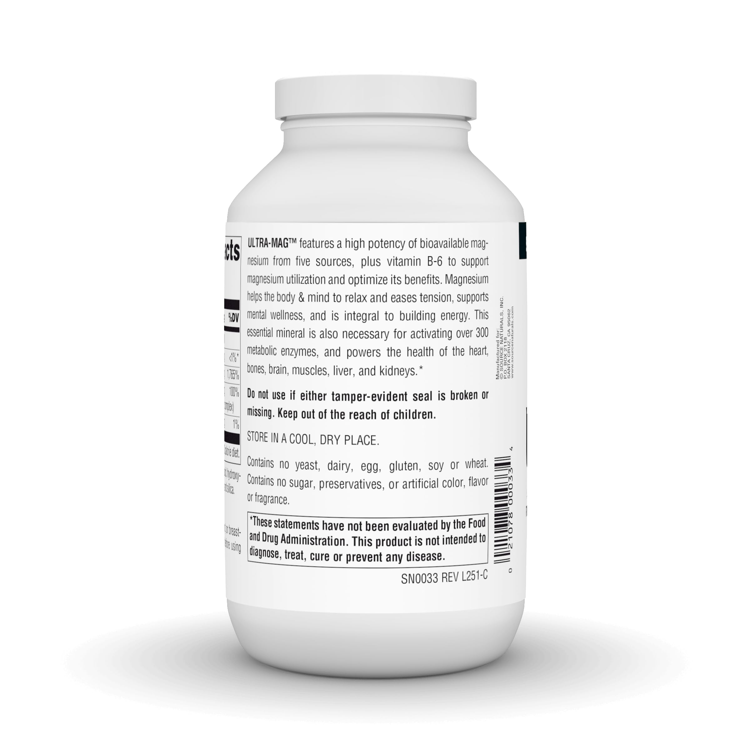 Source Naturals Ultra-Mag, detalle de etiqueta, ingredientes clave visibles para revisión.