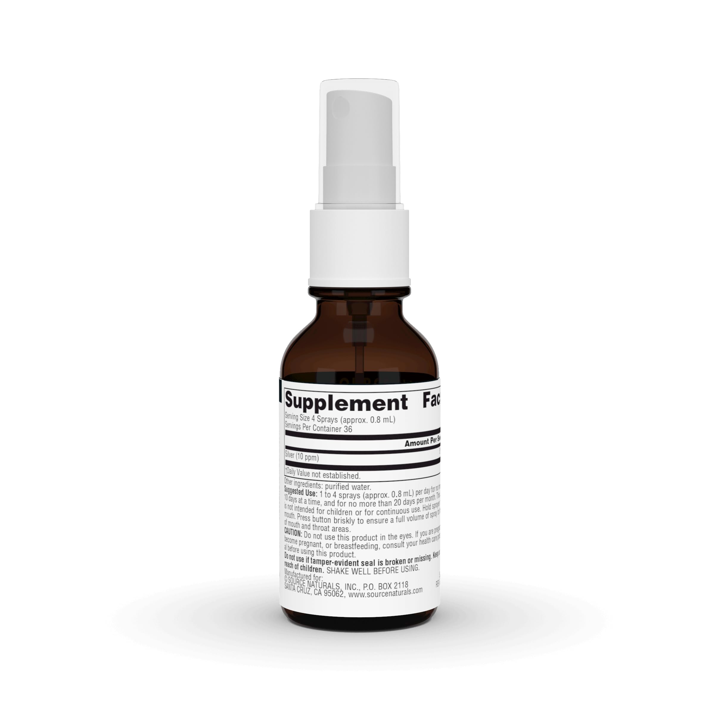 Source Naturals Ultra Plata Coloidal Spray, boquilla de pulverización para uso cómodo.