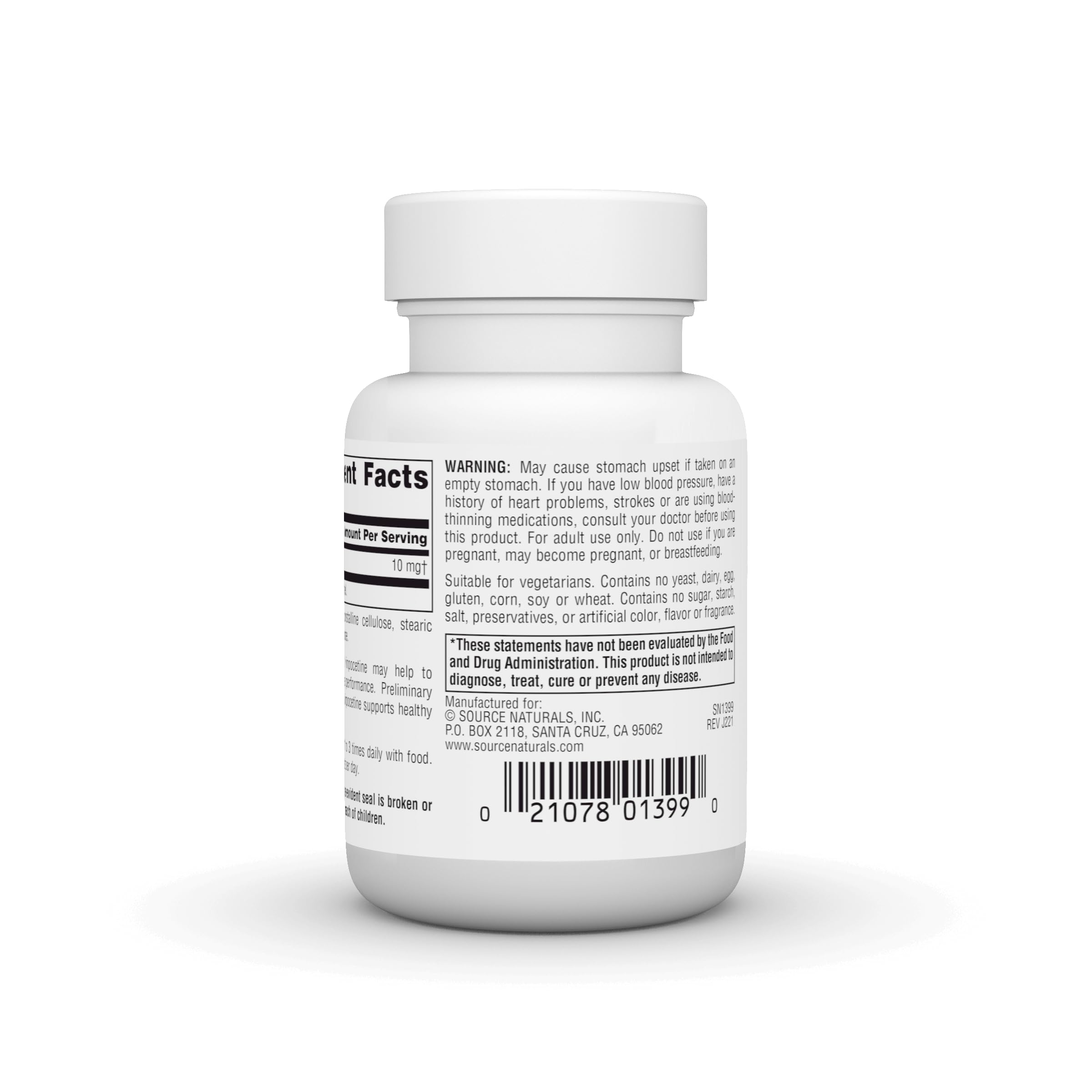 Etiqueta del producto Source Naturals Vinpocetina facilita identificación y decisión de compra.