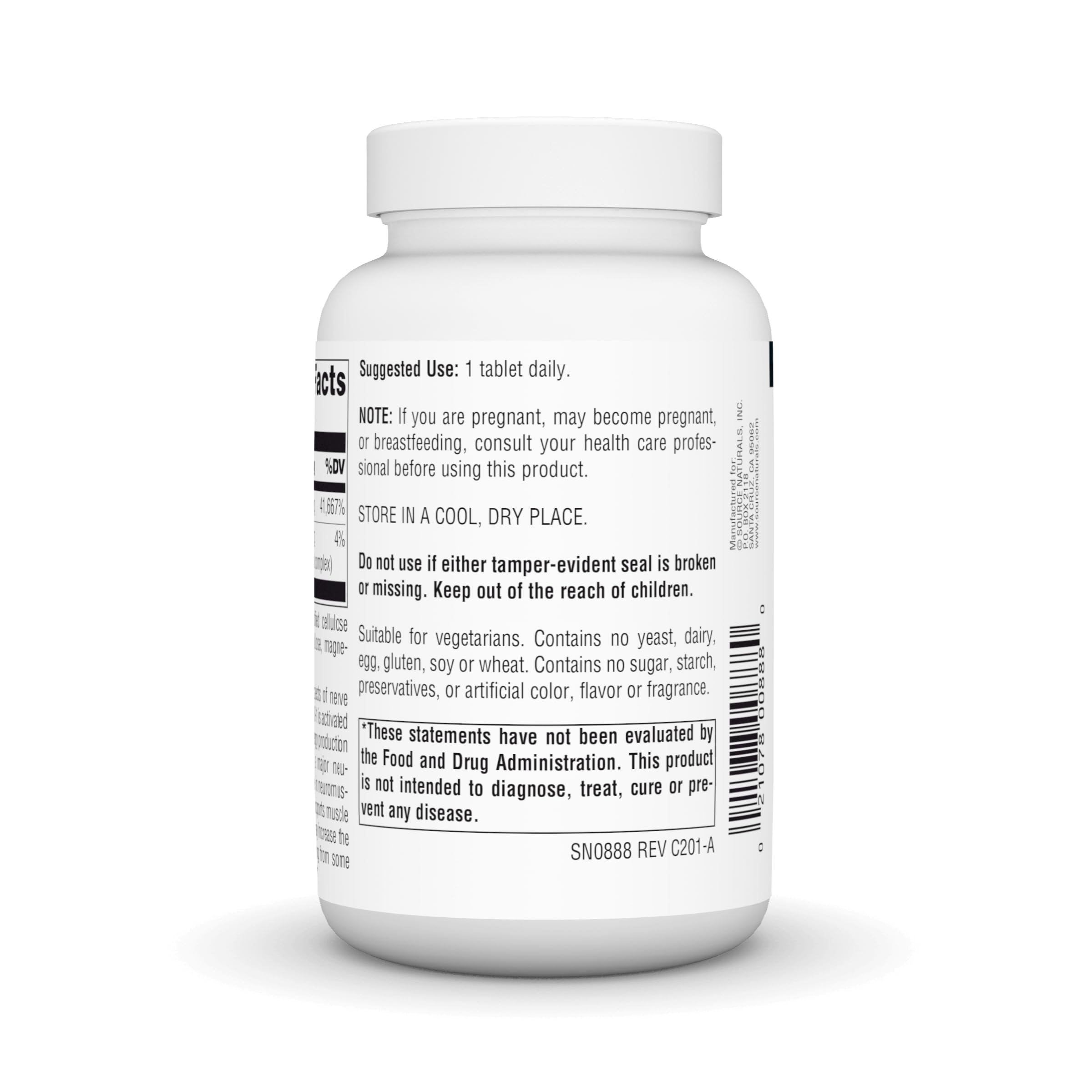 Source Naturals Vitamina B-1 Thiamina 500mg, tableta lista para uso diario.