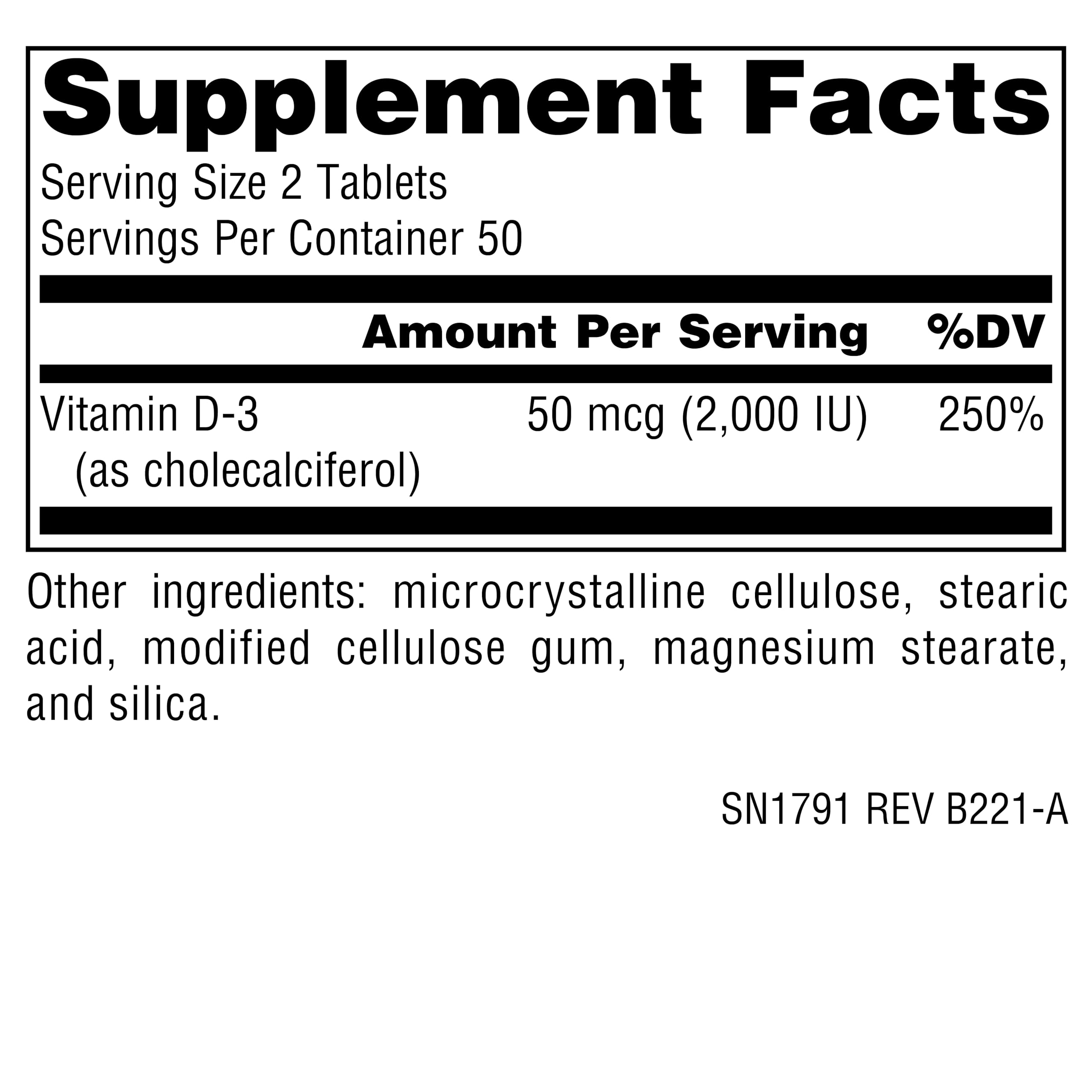 Source Naturals Vitamina D-3, tabletas ordenadas, uso diario para densidad ósea.