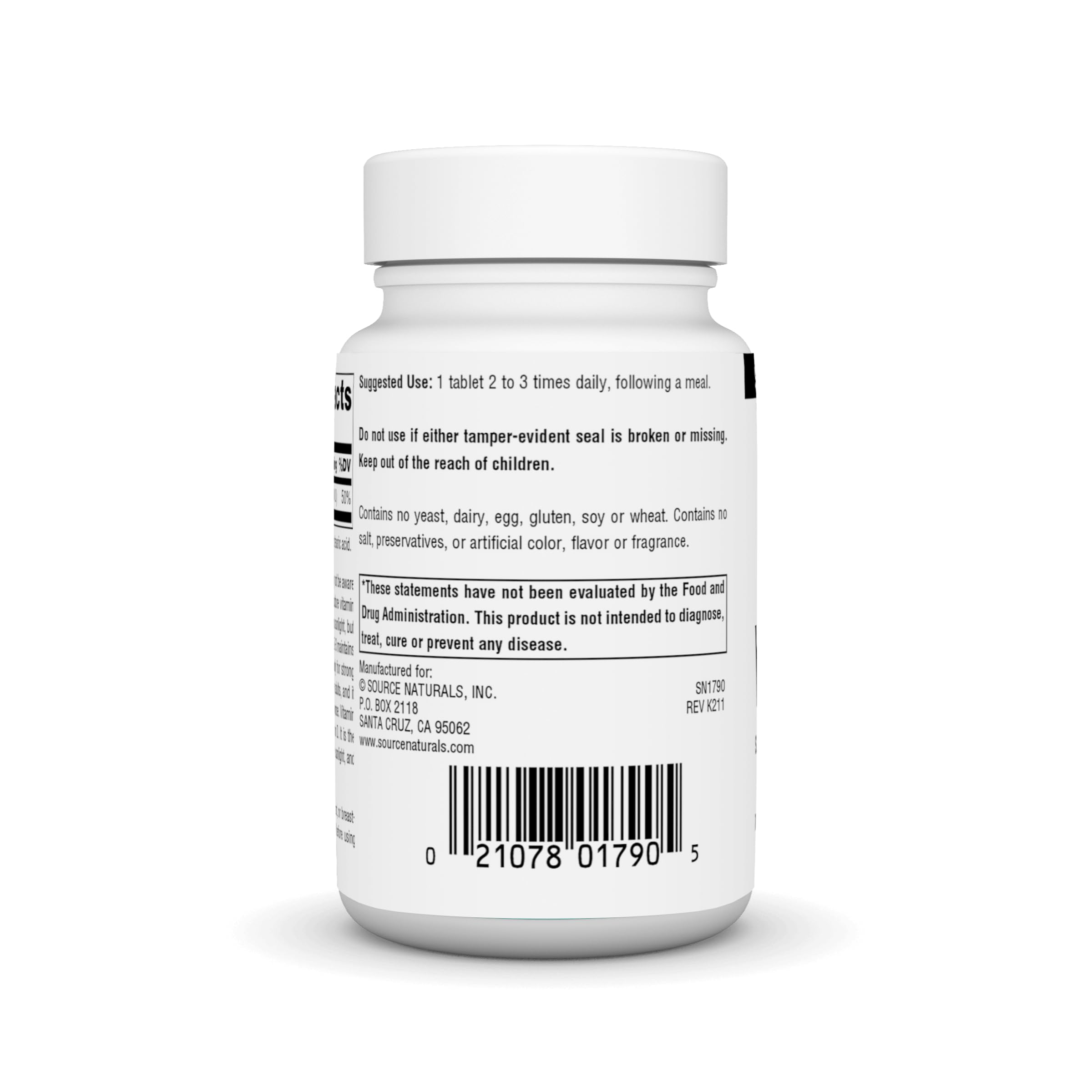 Source Naturals Vitamina D3 400 UI: tomar una tableta con comida mejora la absorción.