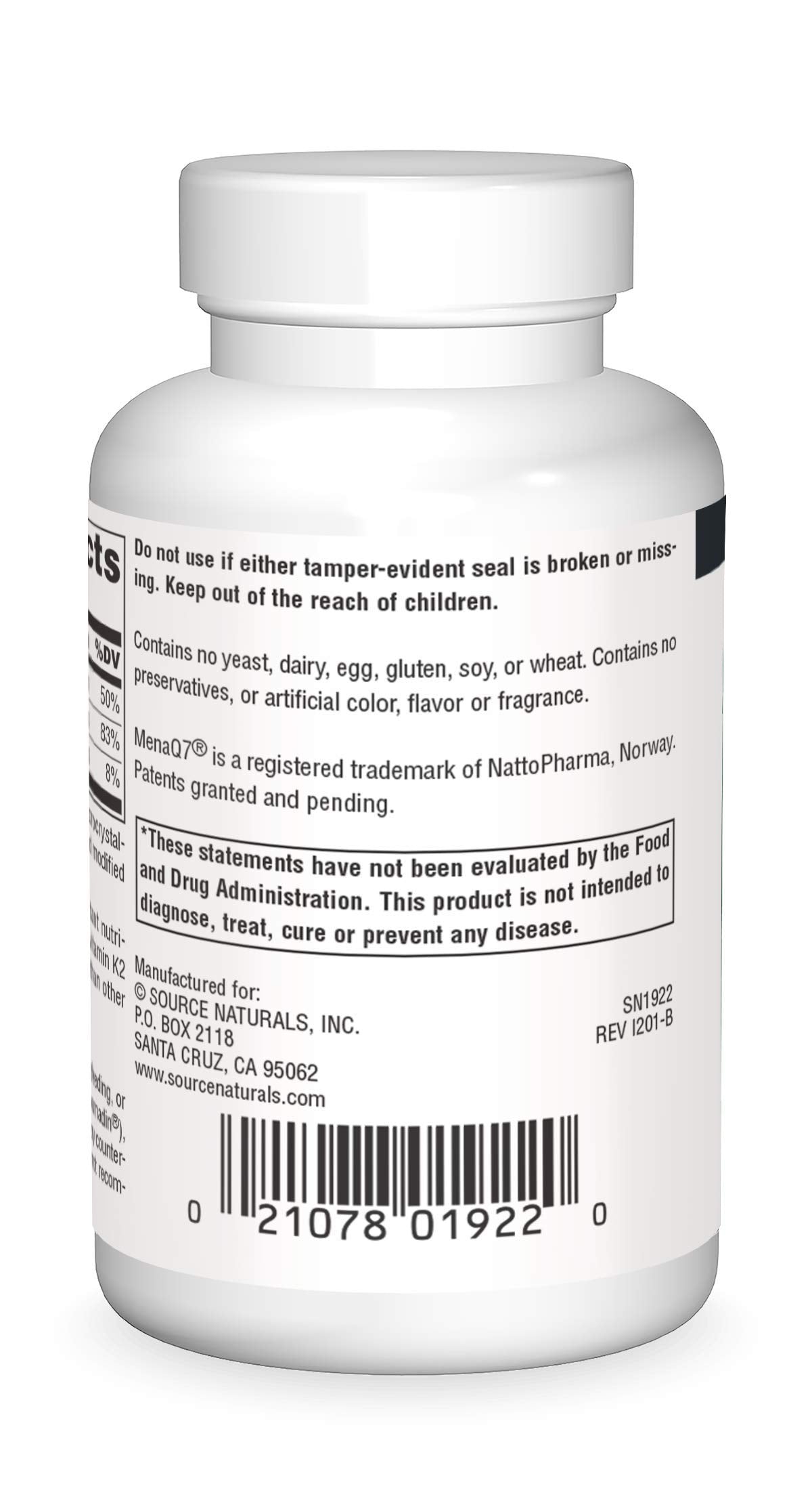 Source Naturals Vitamina K2+D3 tabletas, dosis diaria para huesos y corazón