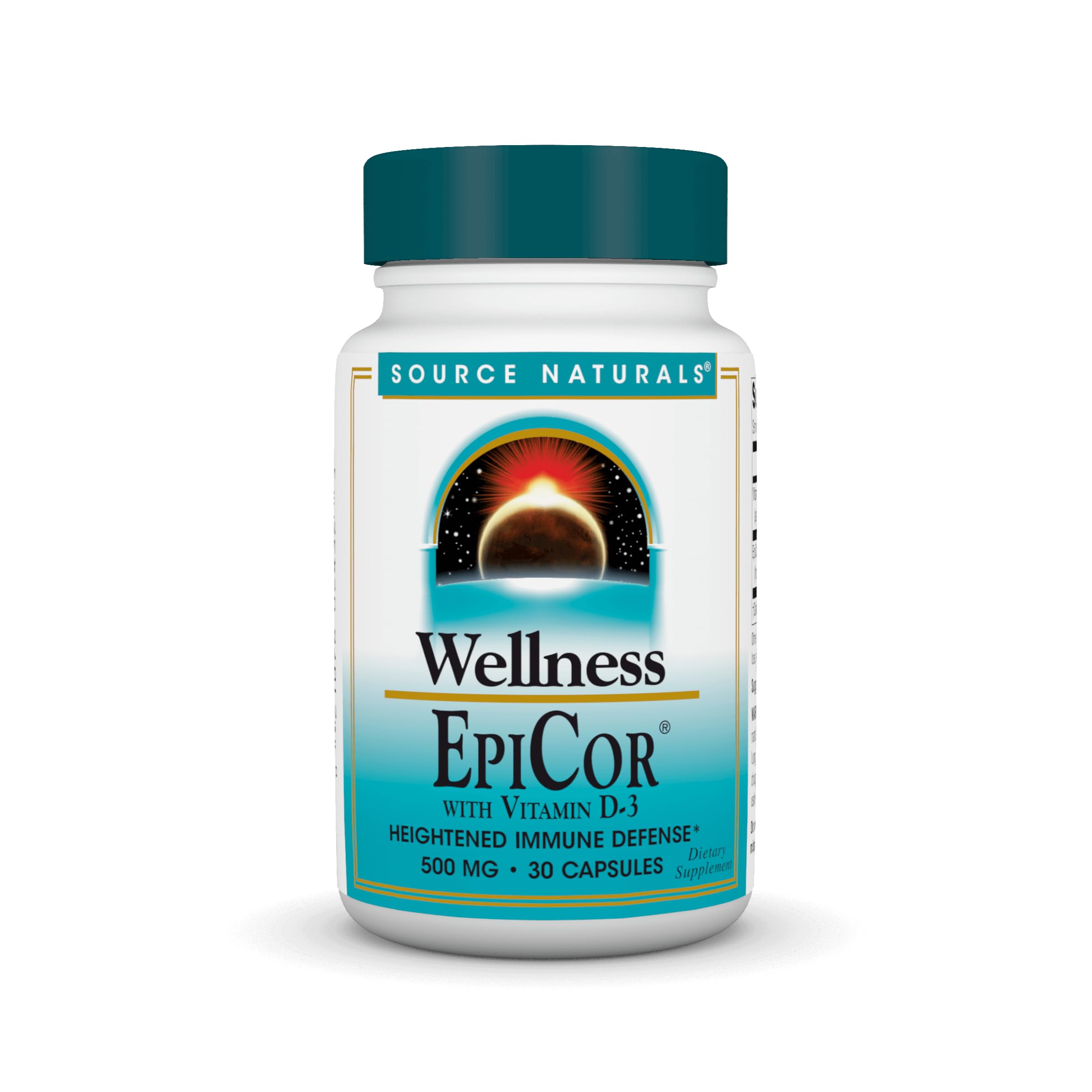Source Naturals Wellness EpiCor con Vitamina D-3, cápsulas, apoyo a la respuesta inmune saludable.